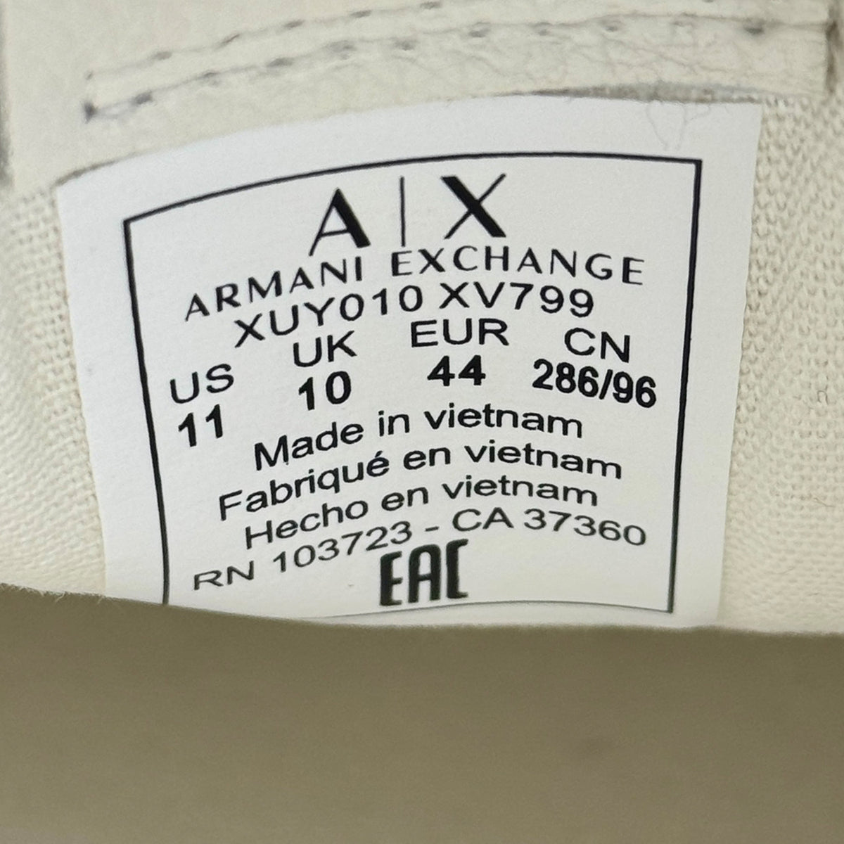 Armani Exchange Men's White Shoes (Size 44) - XUY010 XV799