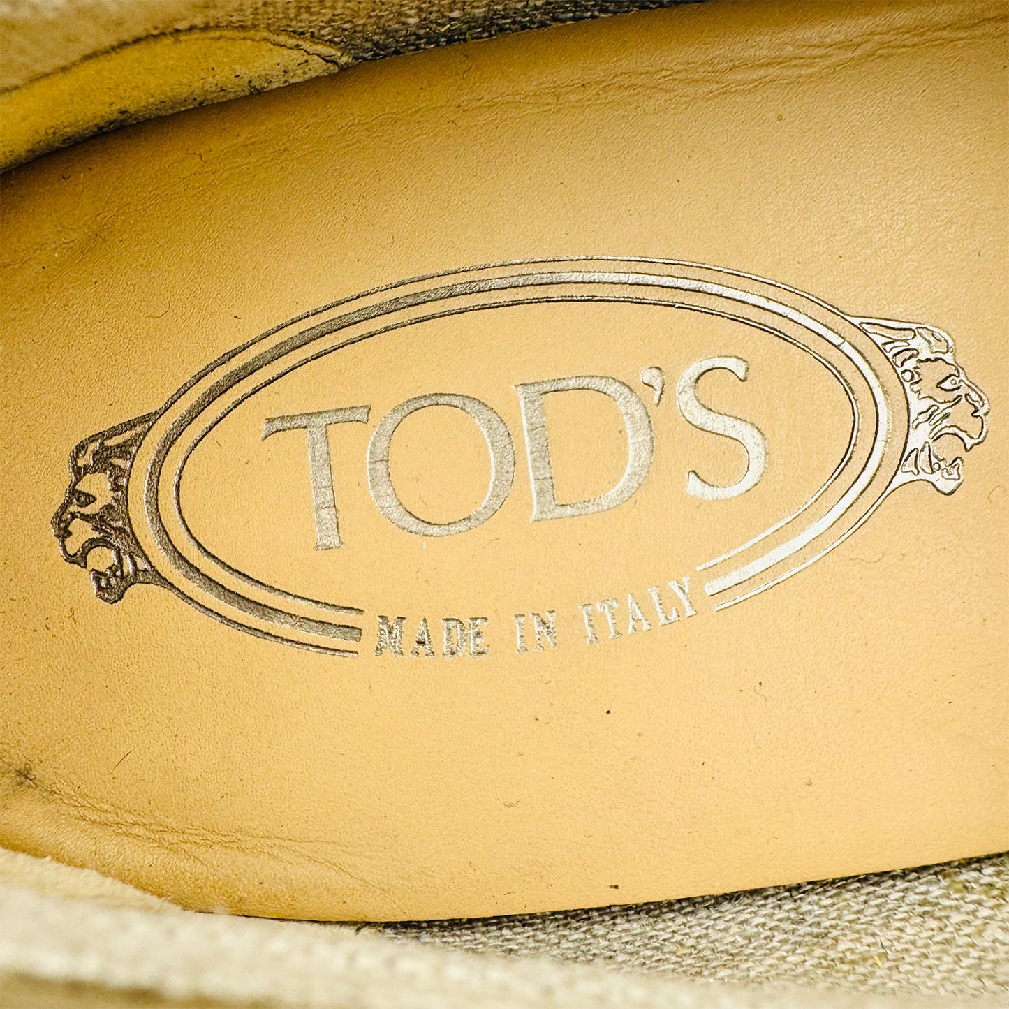 Tod’s Men's Beige Logo-Plaque Loafers (Size 43)