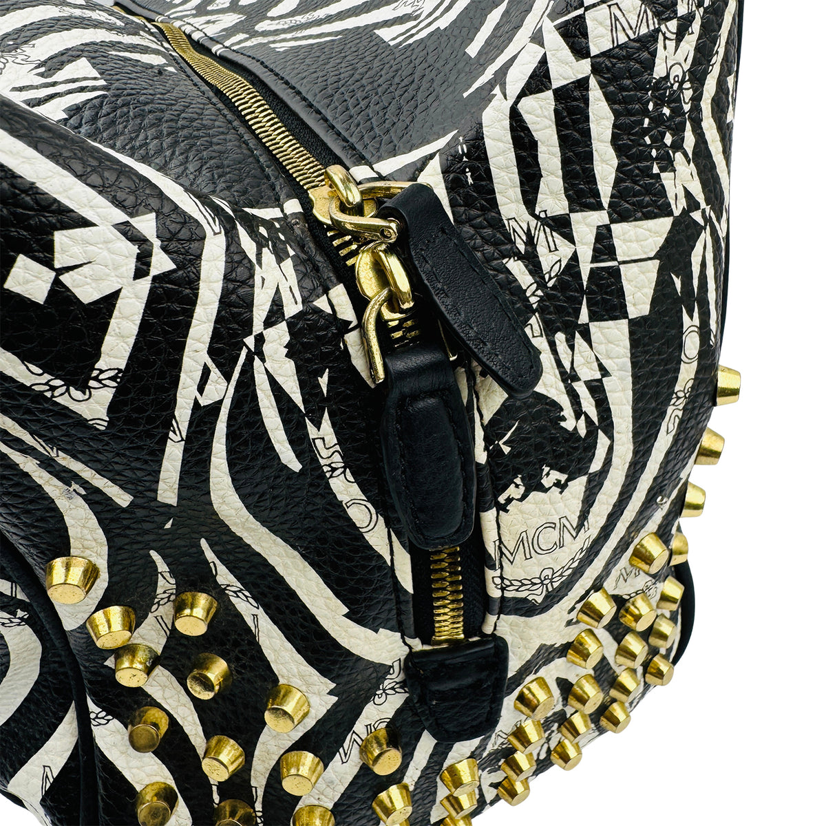 MCM Zebra Keana 'Black White' Boston Bag