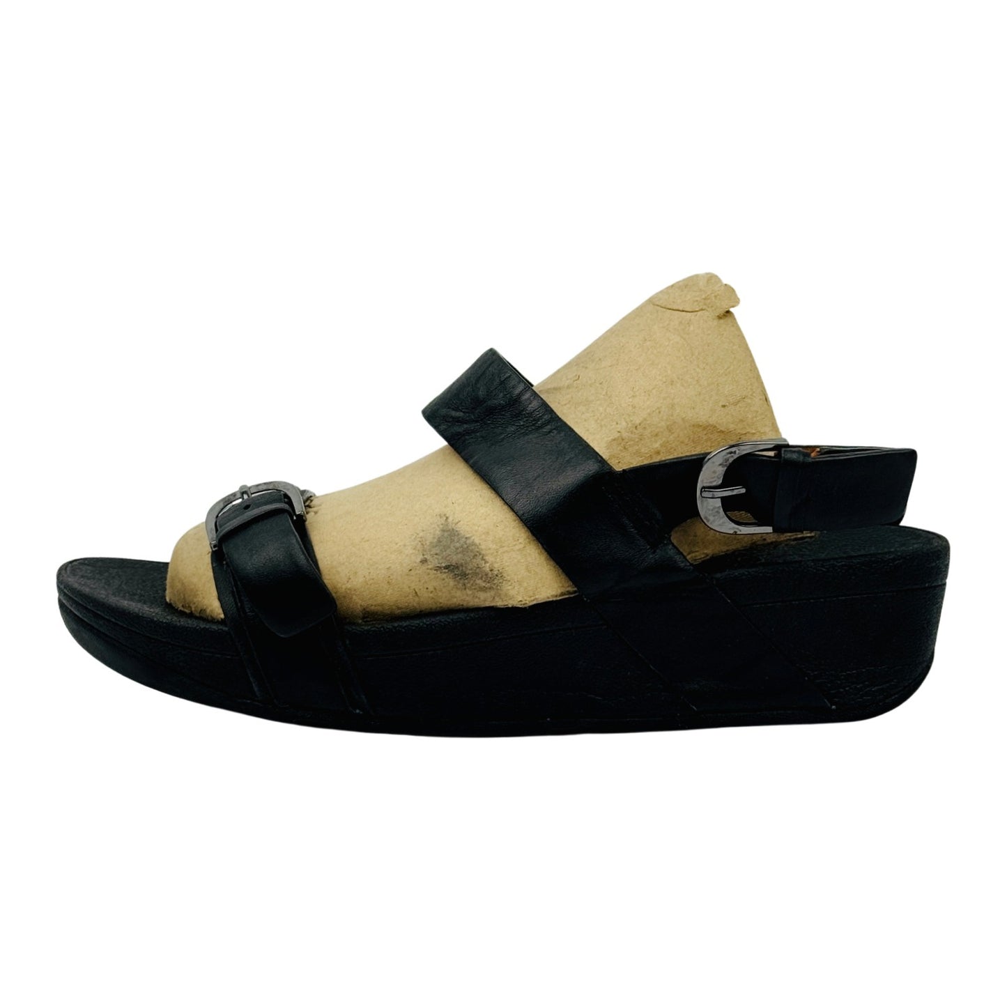 FitFlop Black Leather Back Strap Sandals (Size 38)