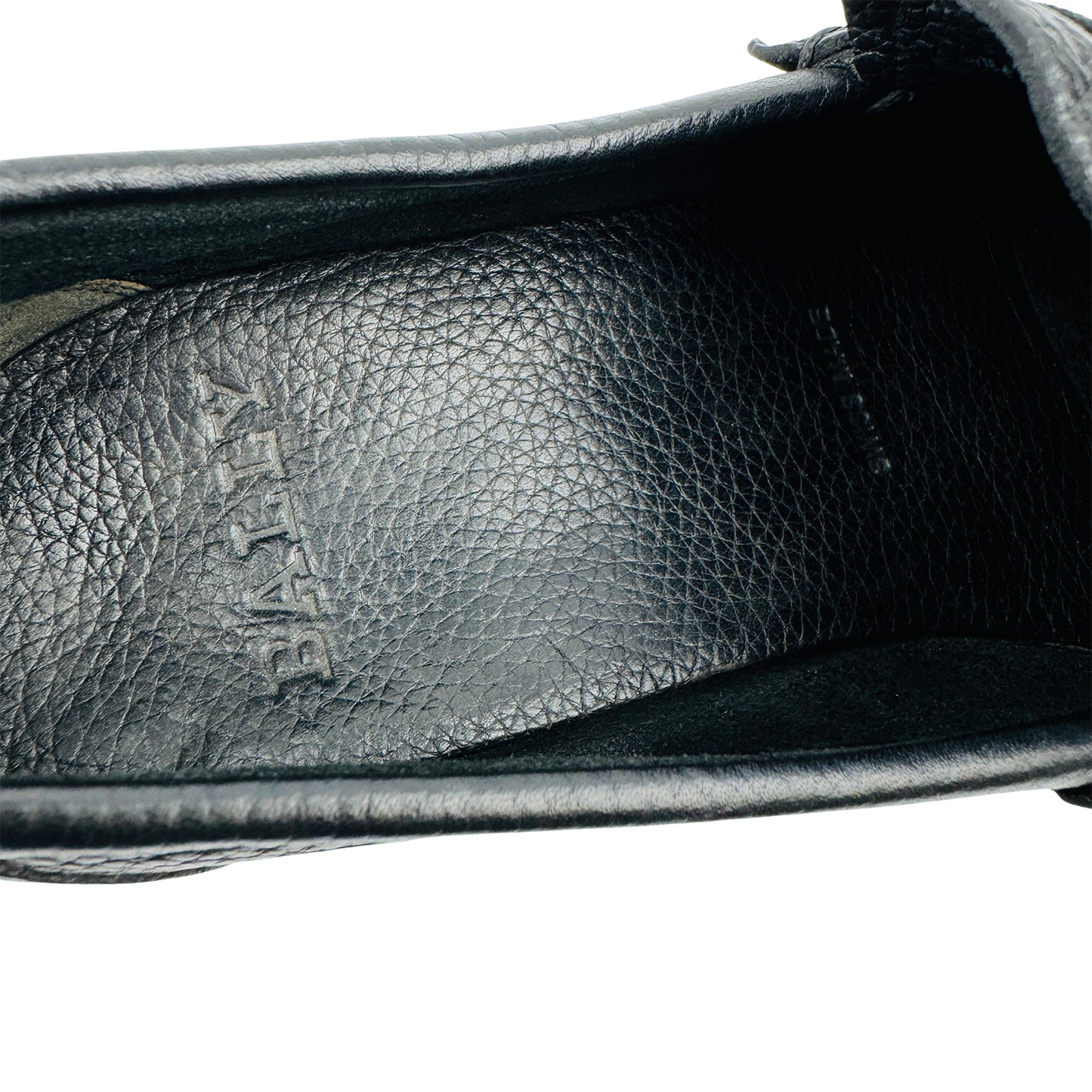 Bally Black Pebbled Leather Loafers (Size 38)