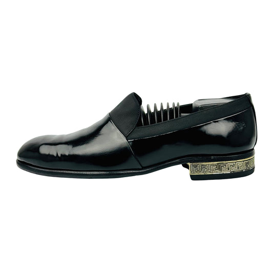 Versace Patent Leather Greca Pattern Heel Loafers (Size 40.5/41)