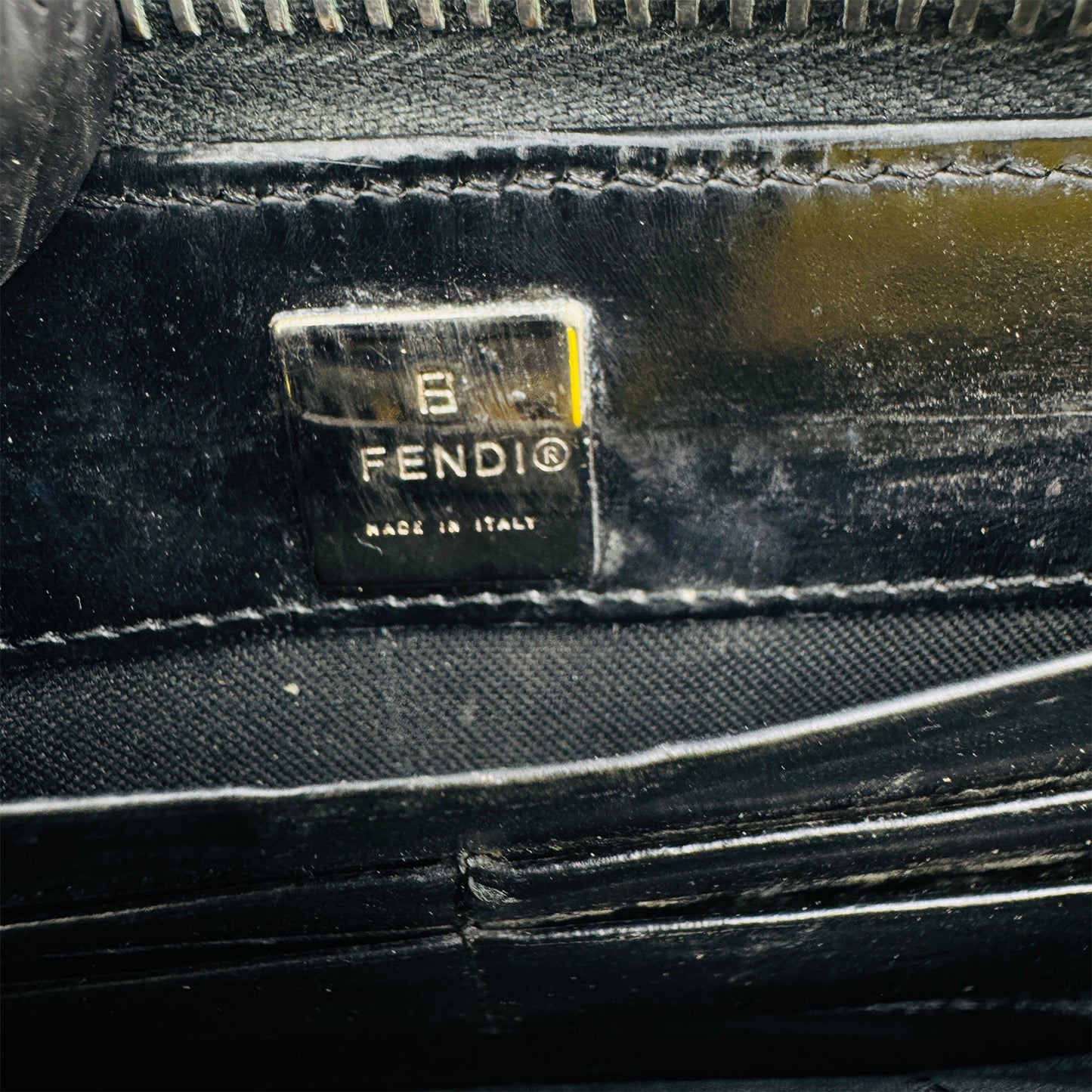 Fendi FF Embossed Black Leather Continental Wallet