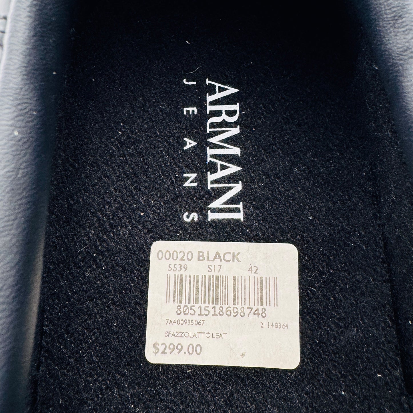 Armani Jeans Black Leather Slipon Shoes (Size 42) - 935067 7A400
