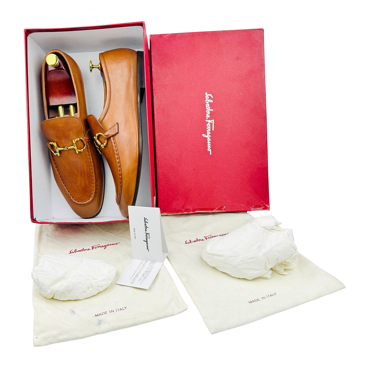 Salvatore Ferragamo Gancini Bit 'Tan Brown' Leather Loafers (Size 46)