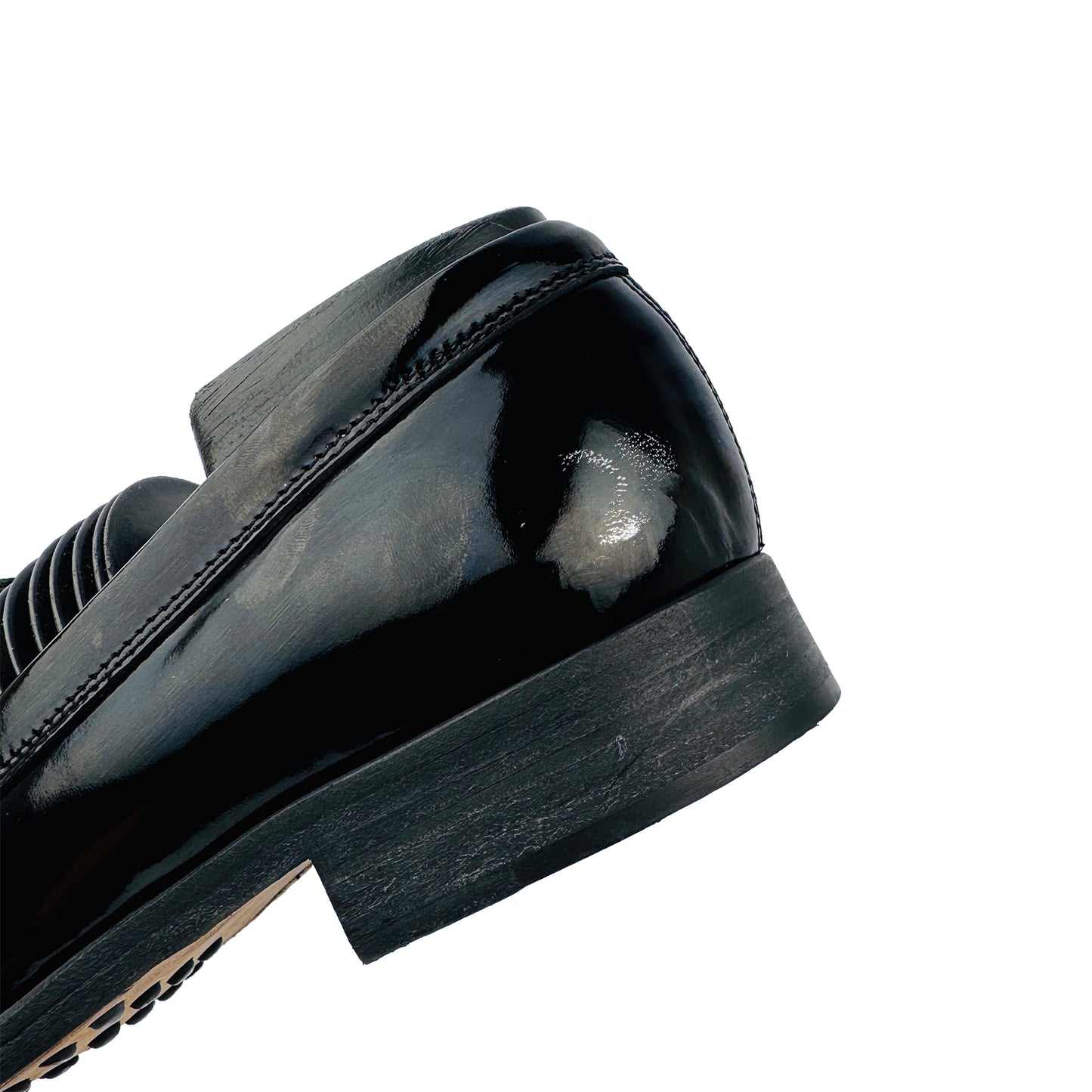 Back Side Closeup image of Tod's Men's Black Patent Leather Loafers (Size 37.5/38)