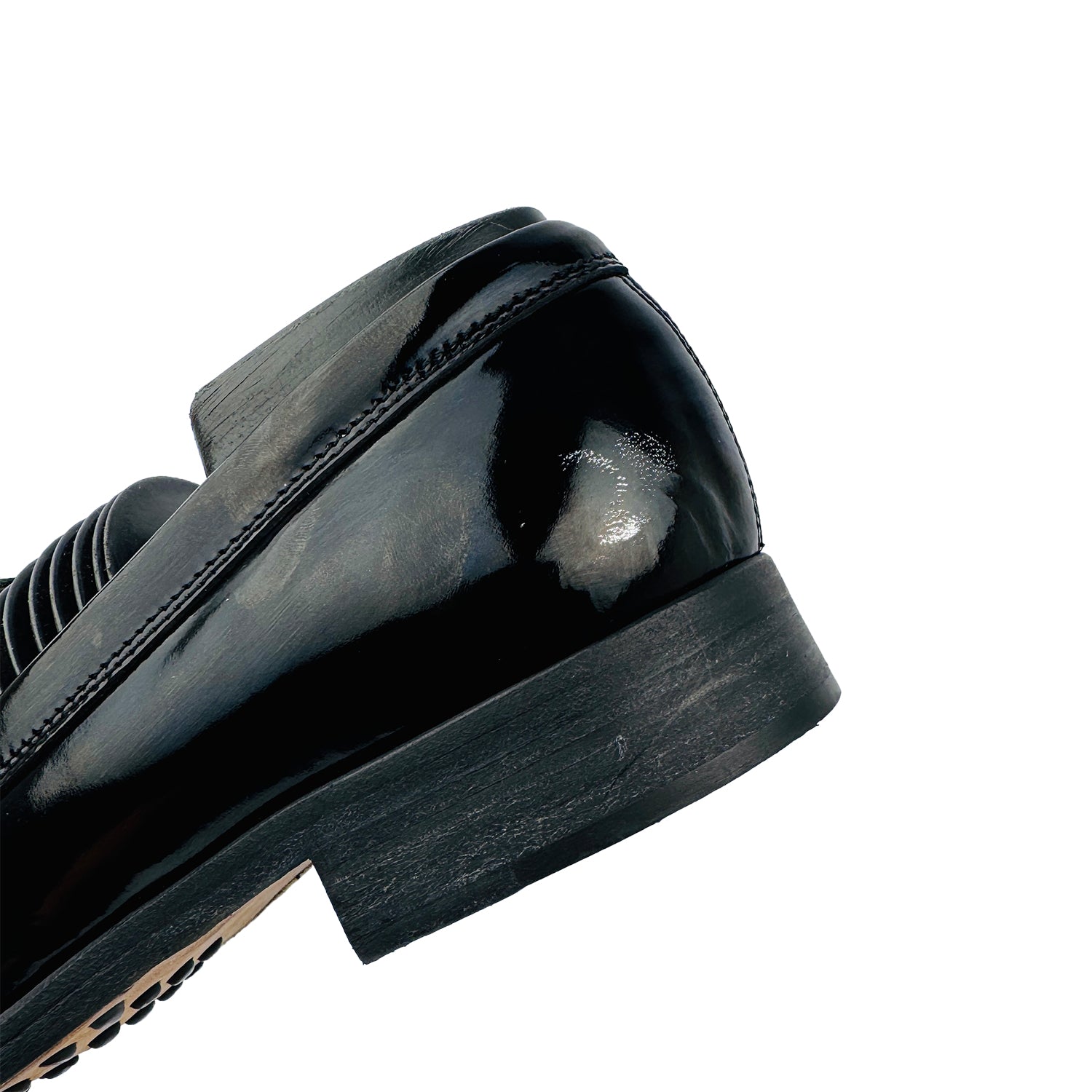 Back Side Closeup image of Tod's Men's Black Patent Leather Loafers (Size 37.5/38)