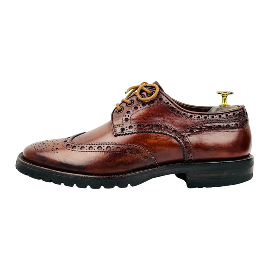 Santoni Brown Leather Wingtip Derby Brogues (Size 41.5)
