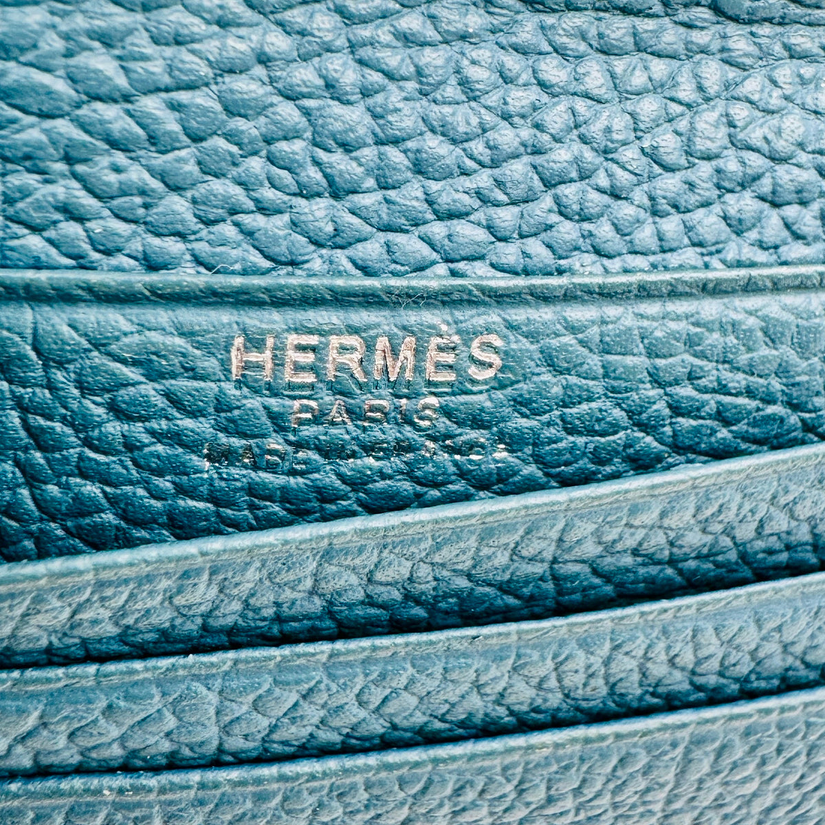 Hermes Evelyne Compact Teal Blue Leather Wallet
