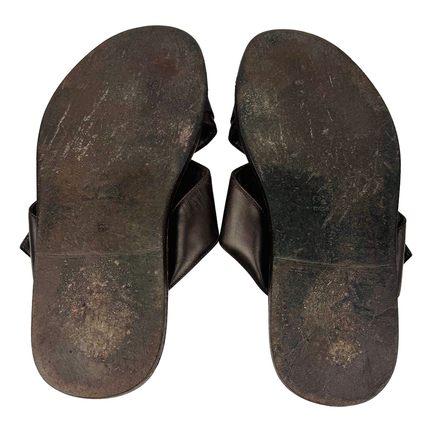 Gucci Brown Cross-Strap Sandal Slippers (Size 40)