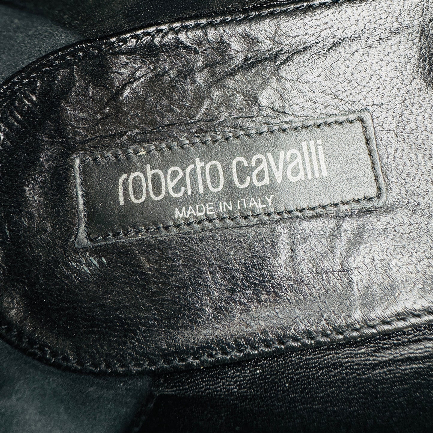 Roberto Cavalli Monogram Mirror Snake Black Loafers (Size 44)