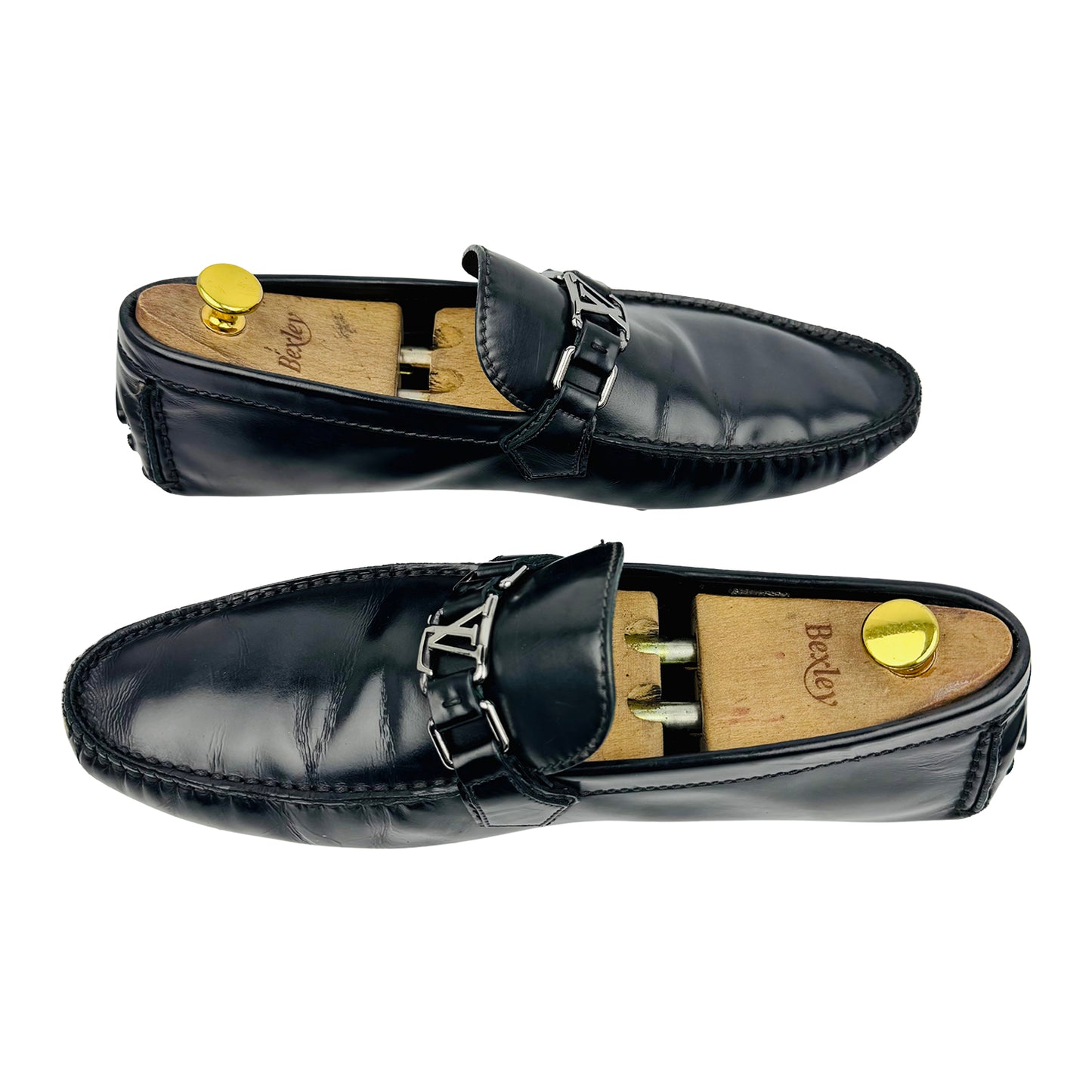 Louis Vuitton Men's Black Leather Loafers (Size 44/44.5)