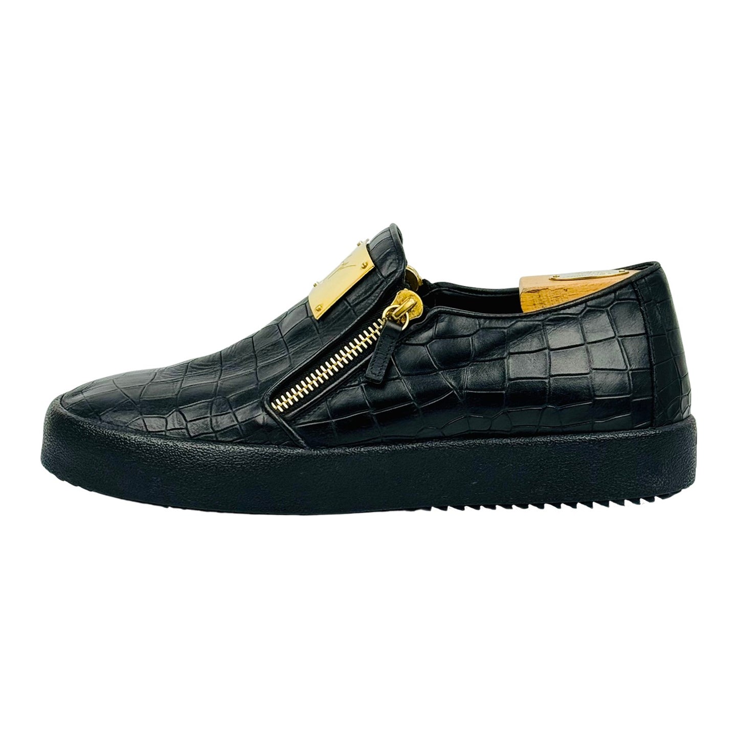 Giuseppe Zanotti Black Croc Embossed Leather Shoes (Size 45)