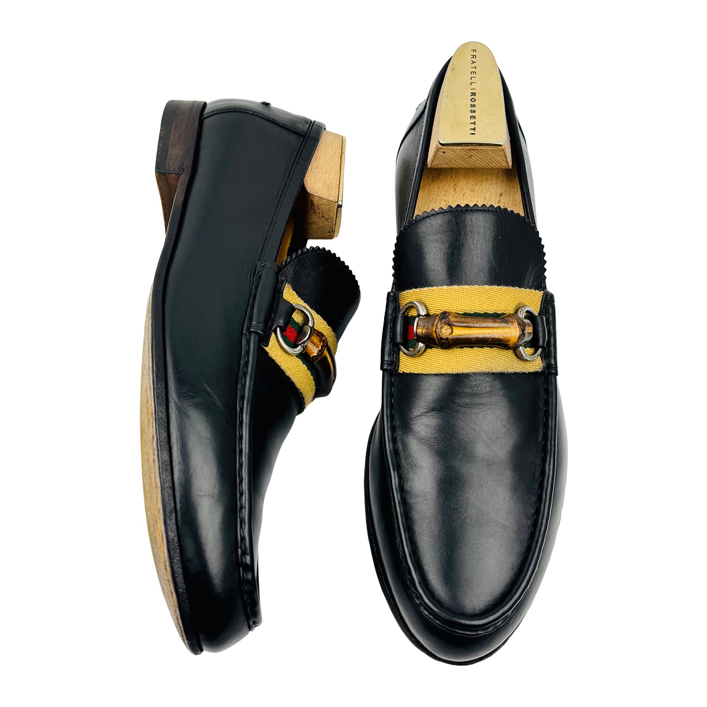 Gucci Men's Bamboo Horsebit Web Loafers (Size 44/44.5)