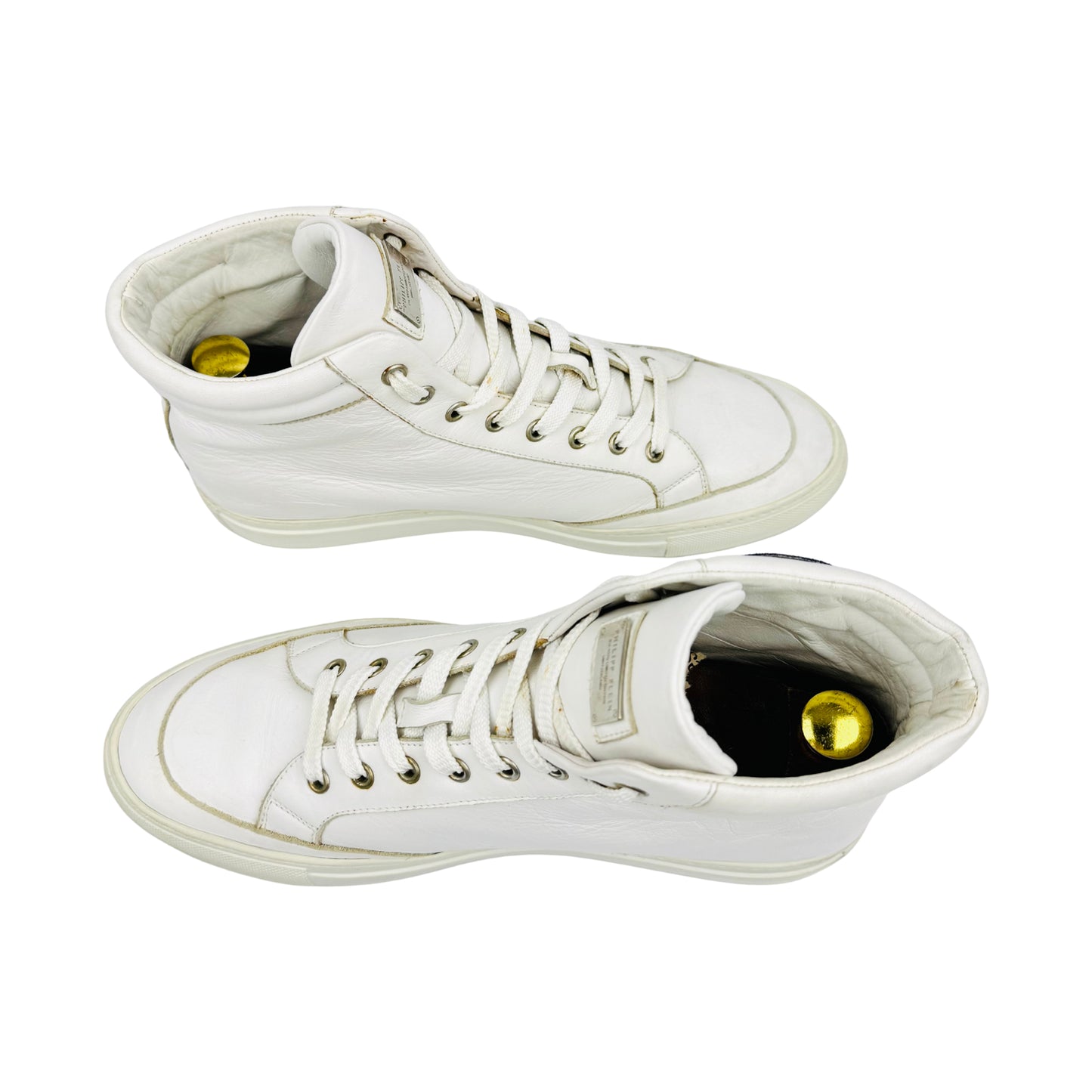 Philipp Plein High-Top Black Skull White Sneakers (Size 41)