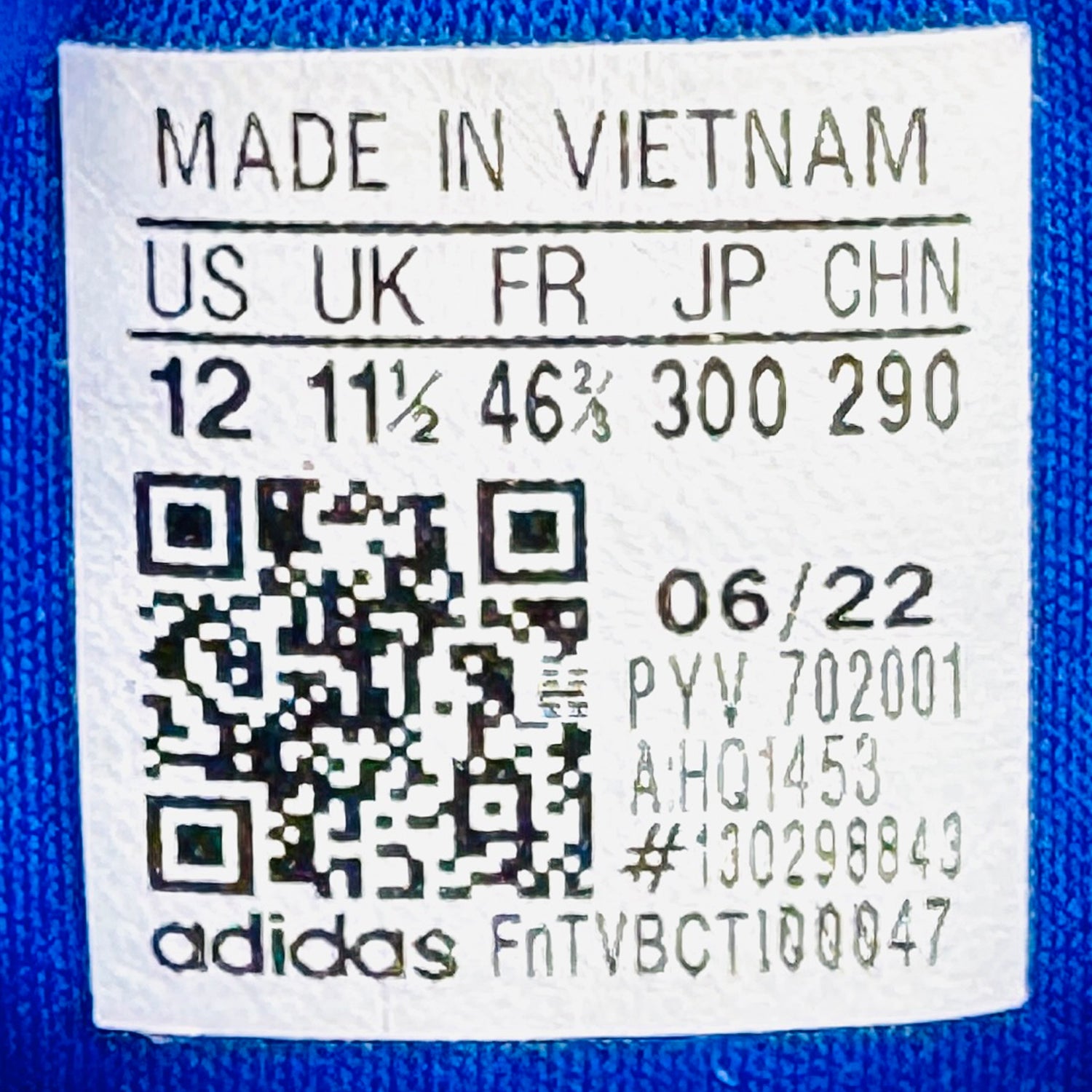 Inside Made, Size, Code printing image of Adidas Men's Pureboost 22 Blue Sneakers (Size 46.5) - HQ1453