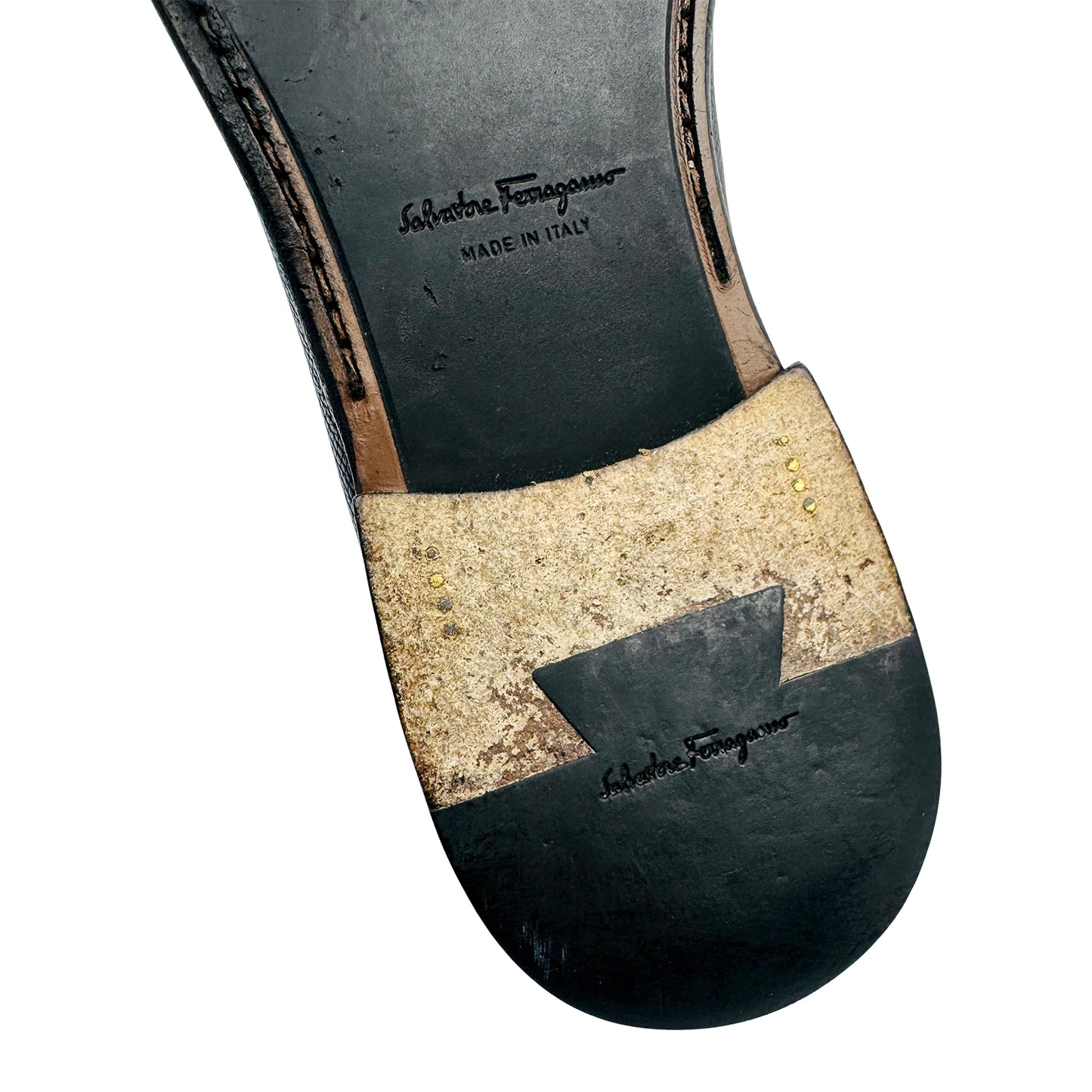 Salvatore Ferragamo Pebbled Leather Gancini Bit Loafers (Size 43)