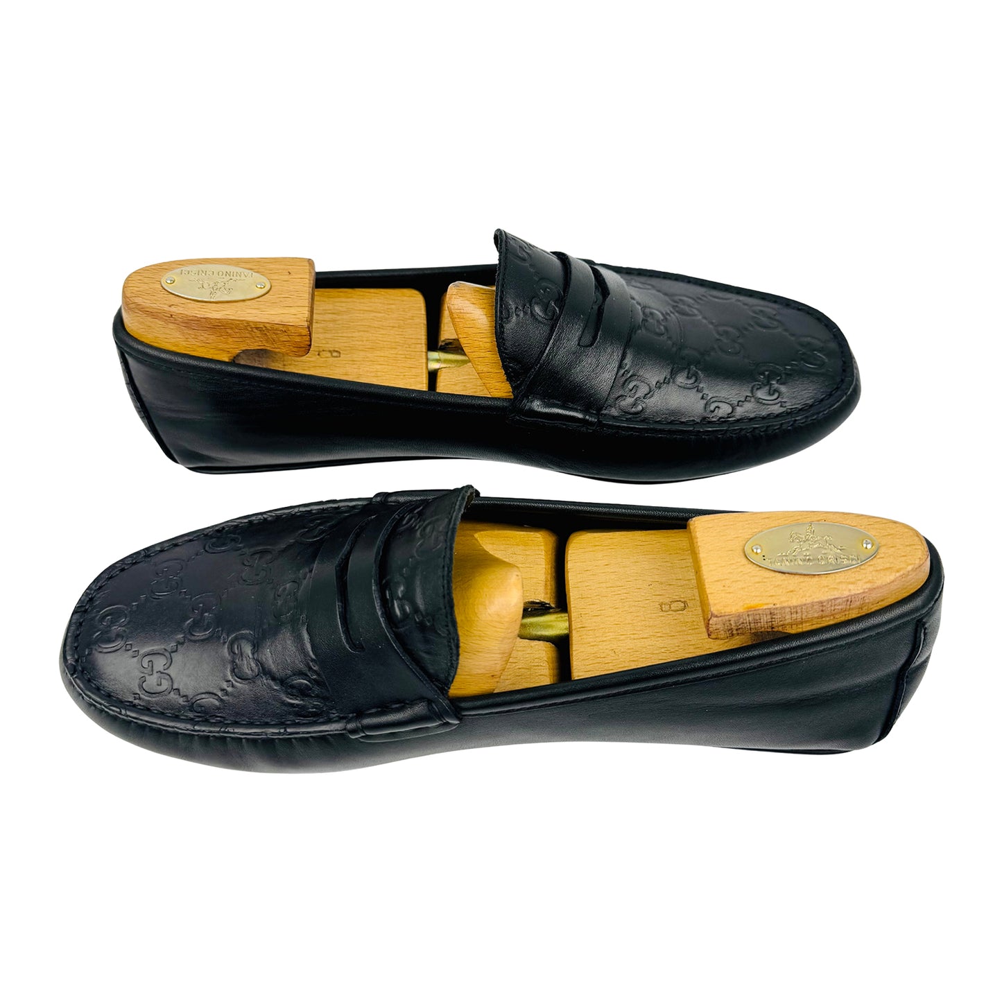 Gucci Men's Black GG Embossed Leather Loafers (Size 43) - 431063