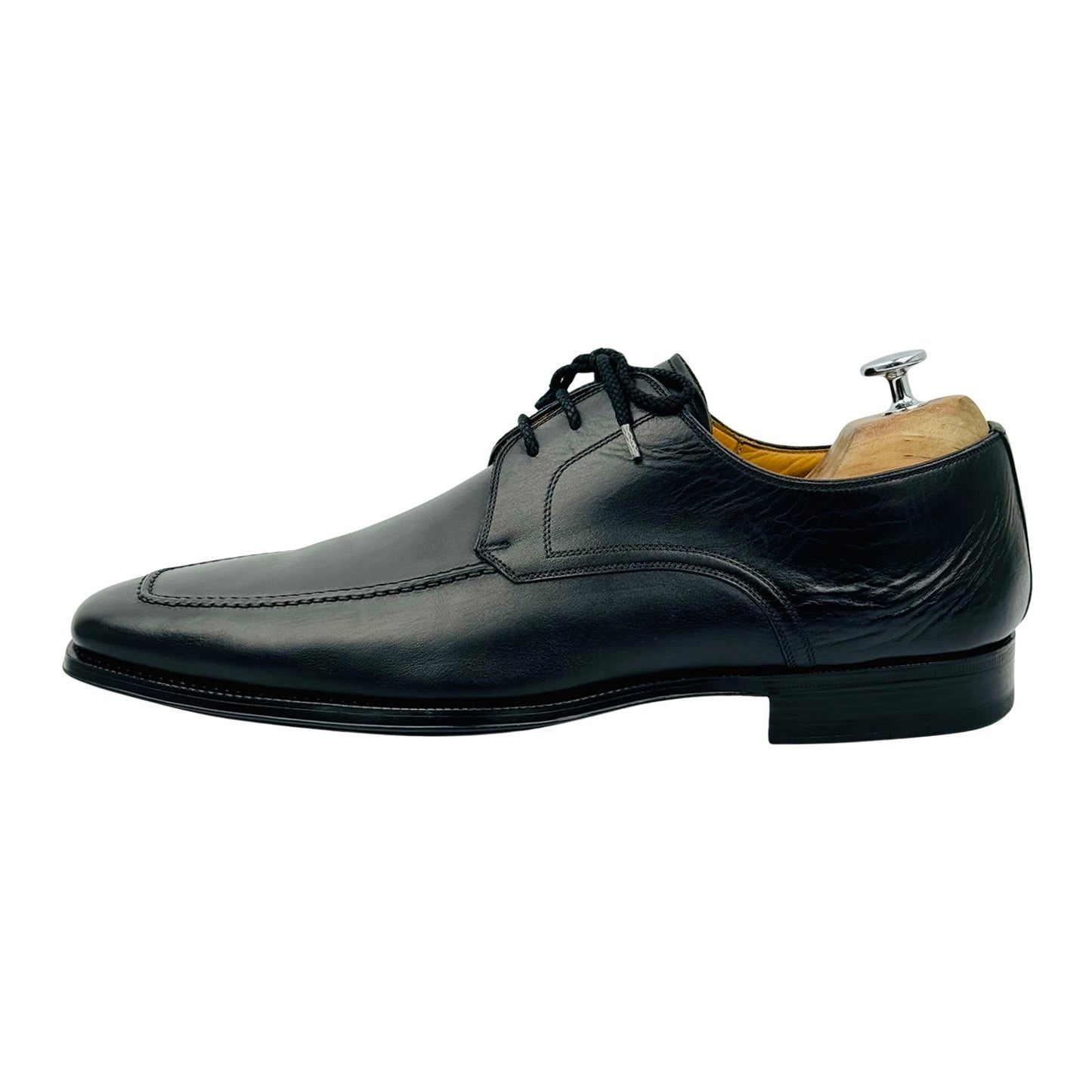 Magnanni Men's Black Leather Derby Shoes (Size 45)