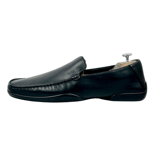Hugo Boss Men's Black Leather Driving Loafers (Size 44)