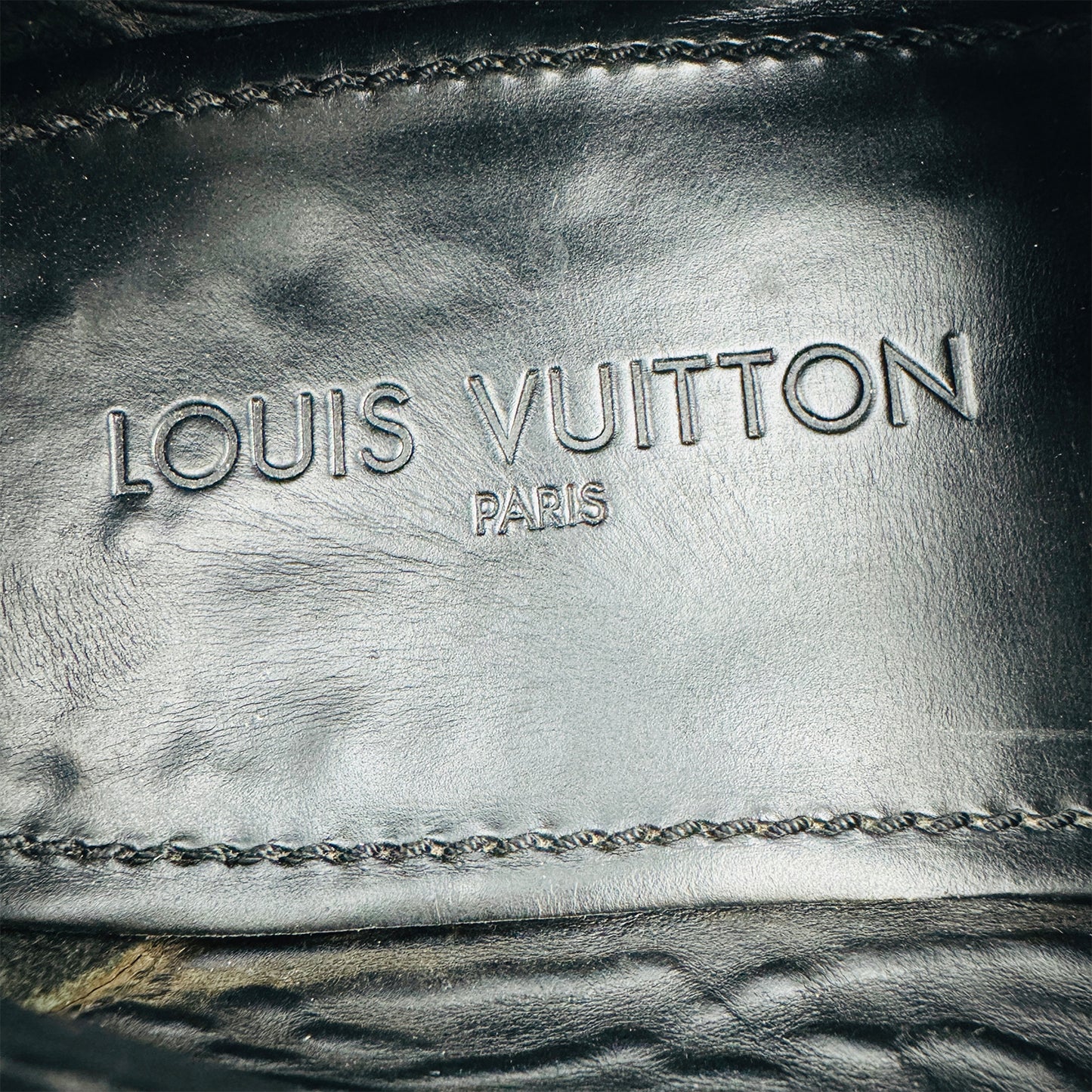 Louis Vuitton Black Damier Infiniti Embossed Leather Loafers (Size 43)