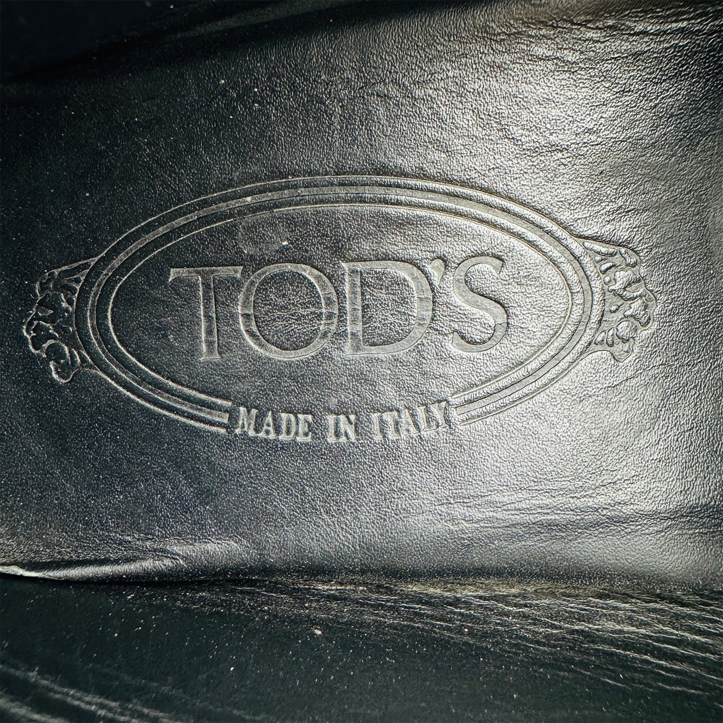 Tod’s Textured 'Black Grey' Patent Leather Loafers (Size 41)