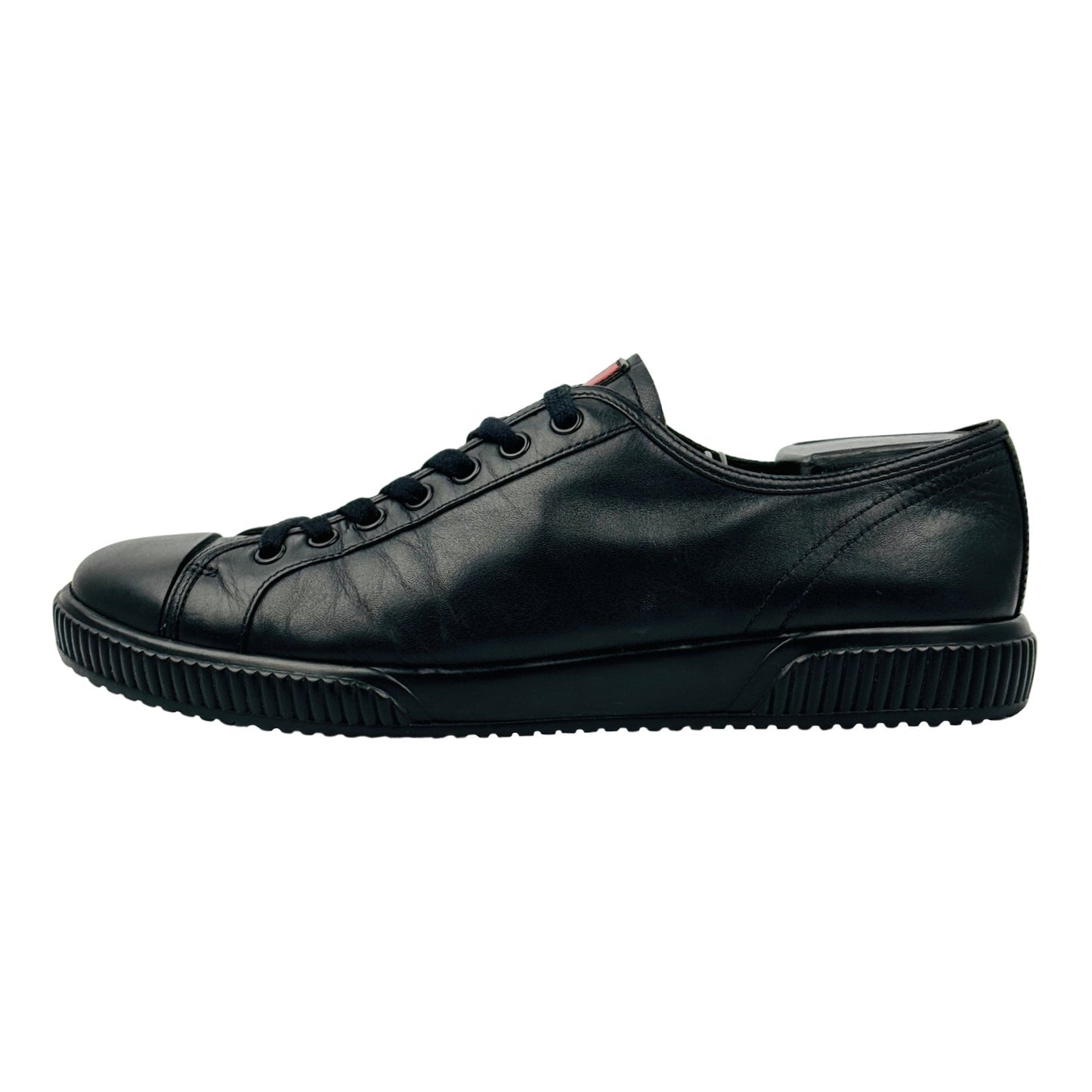 Prada Men's Black Leather Sneakers (Size 42.5)