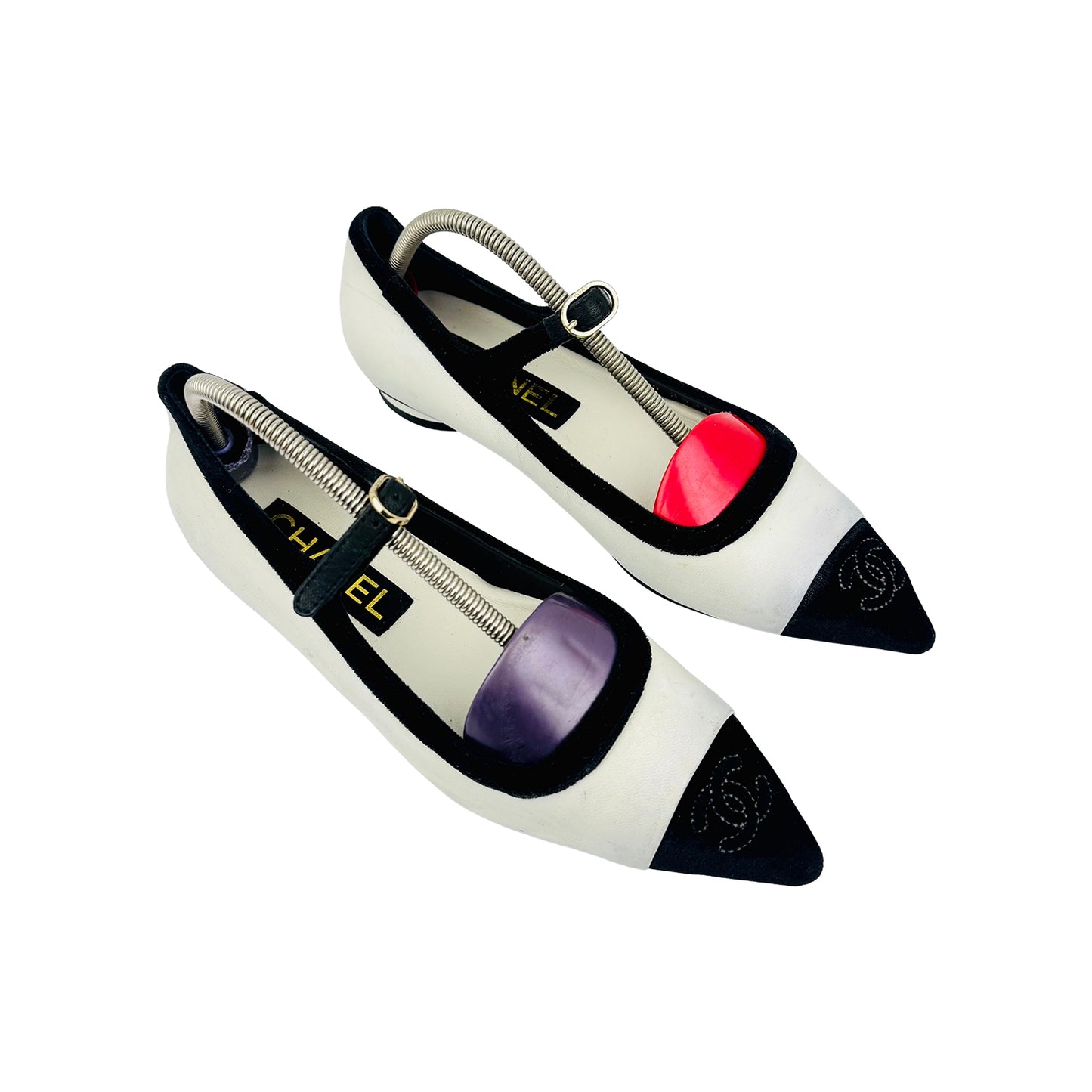 Chanel Mary Jane Black White Ballet Flats (Size 36)