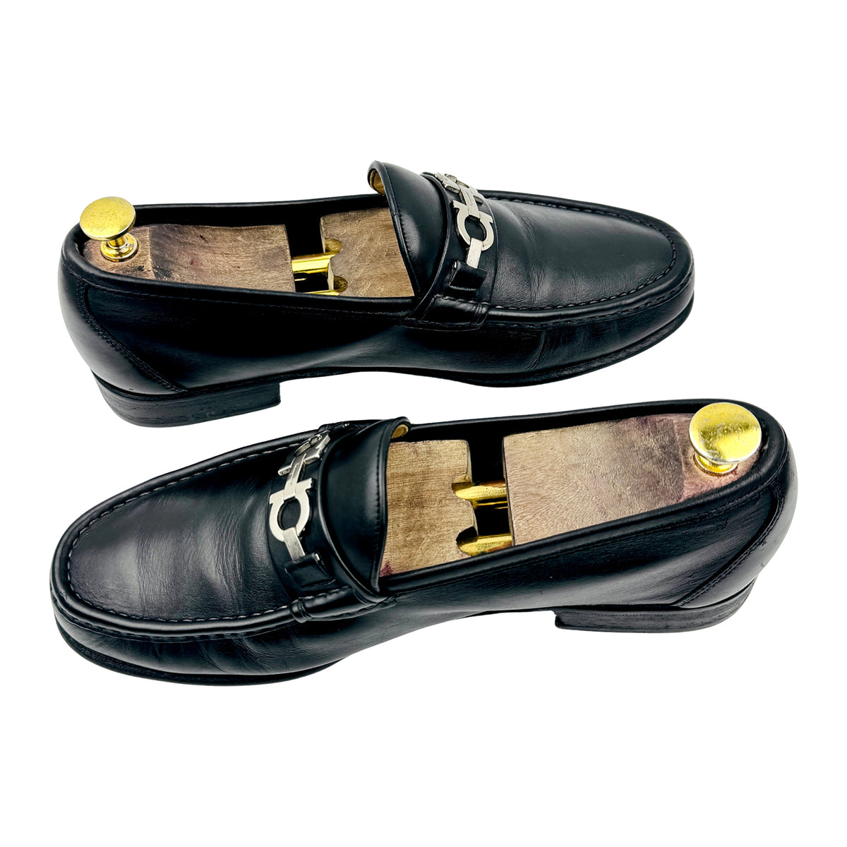 Salvatore Ferragamo Gancini Bit Black Leather Loafers (Size 43)