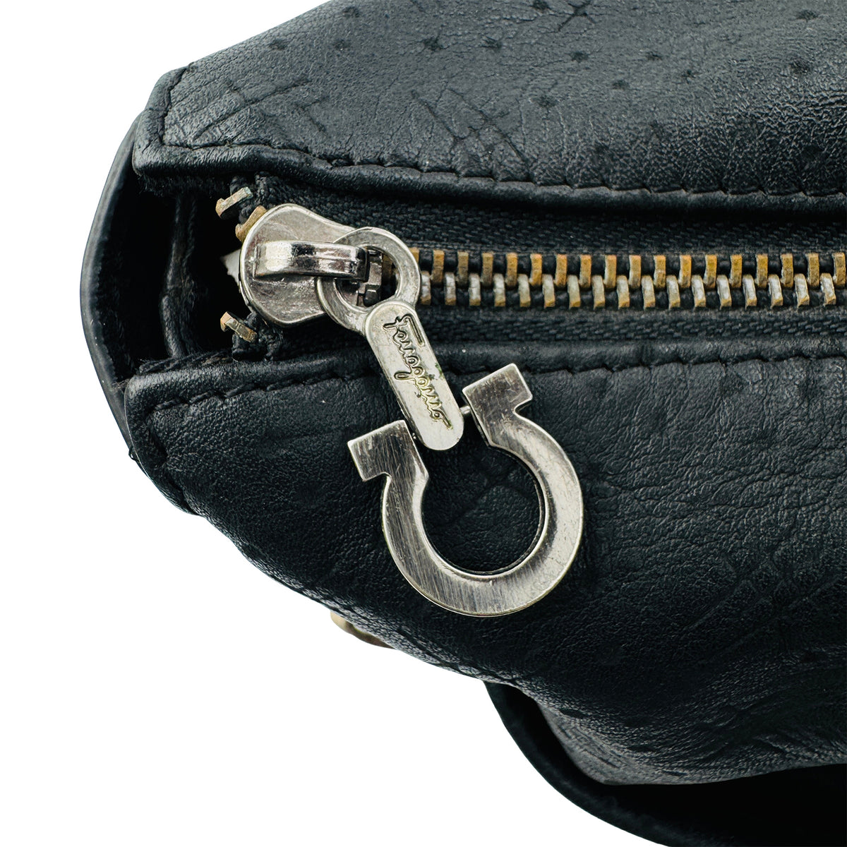 Salvatore Ferragamo Black Leather Satchel Bag