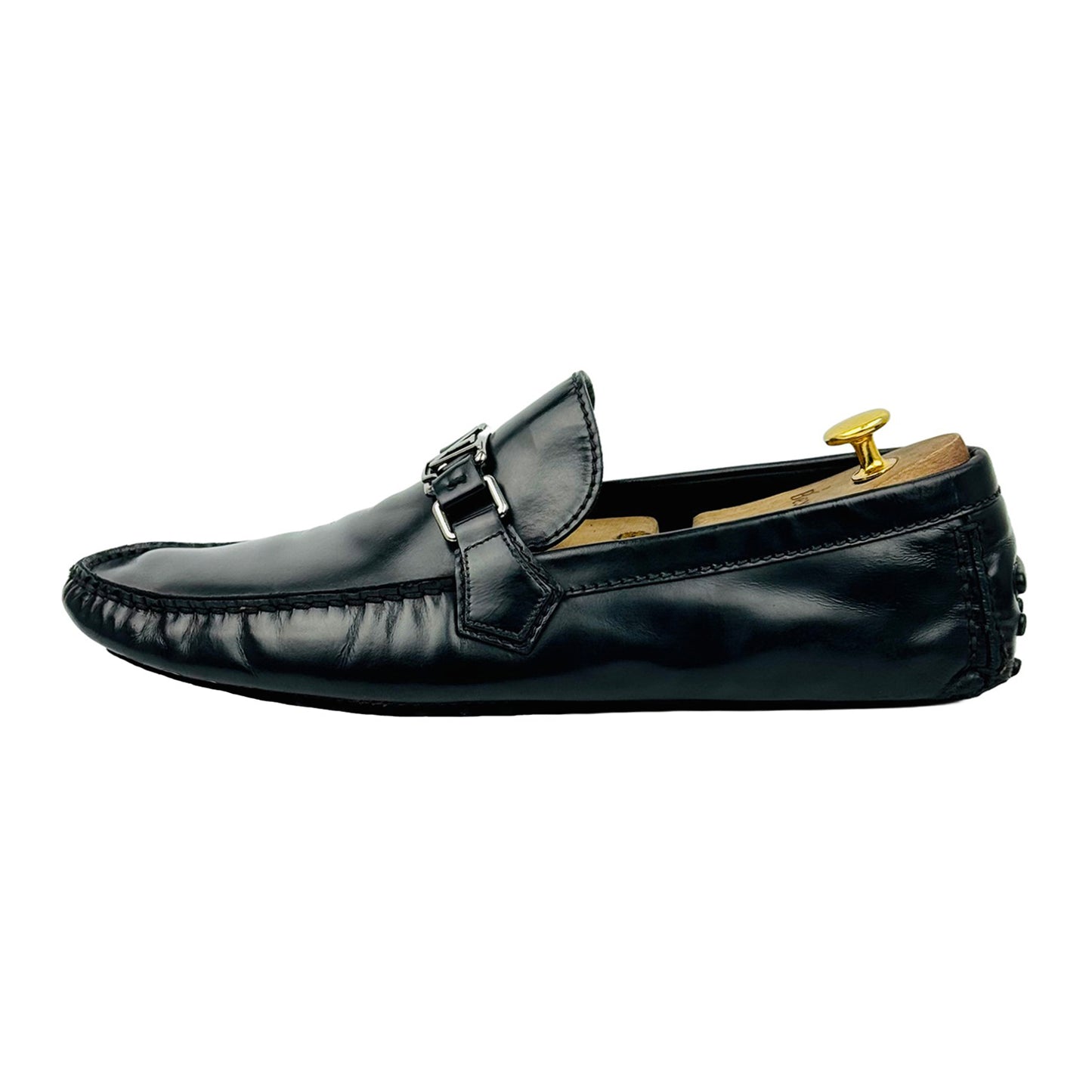 Louis Vuitton Men's Black Leather Loafers (Size 44/44.5)