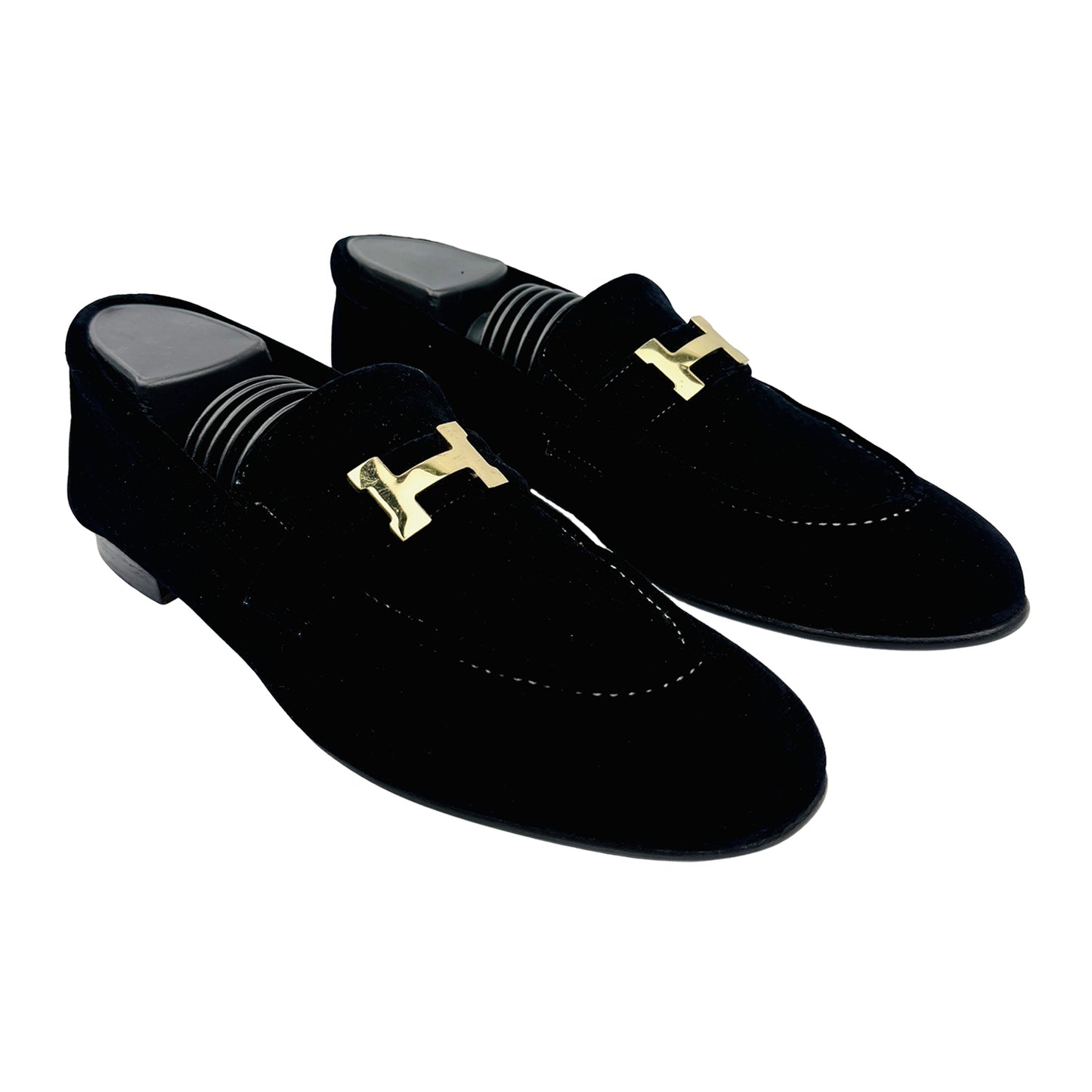 Hermes Men's Permabrass Plated 'H' Detail Loafers (Size 40.5/41)
