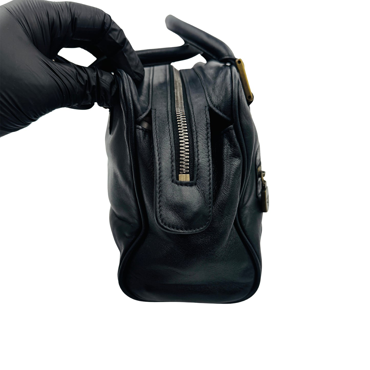 MCM Black Boston Leather Shoulder Bag