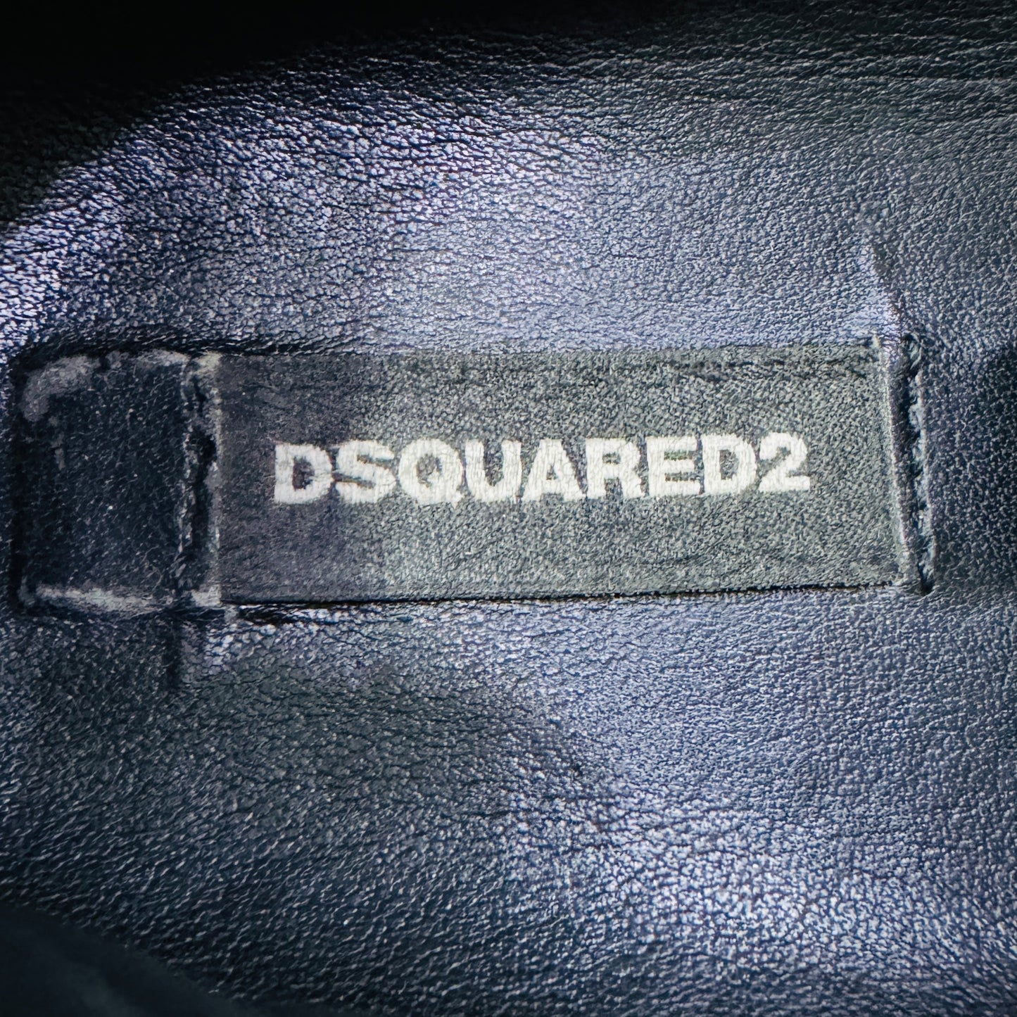 Inside Sole Brand Embossing image of Dsquared2 Men's Black Slipon Sneakers (Size 41/41.5)
