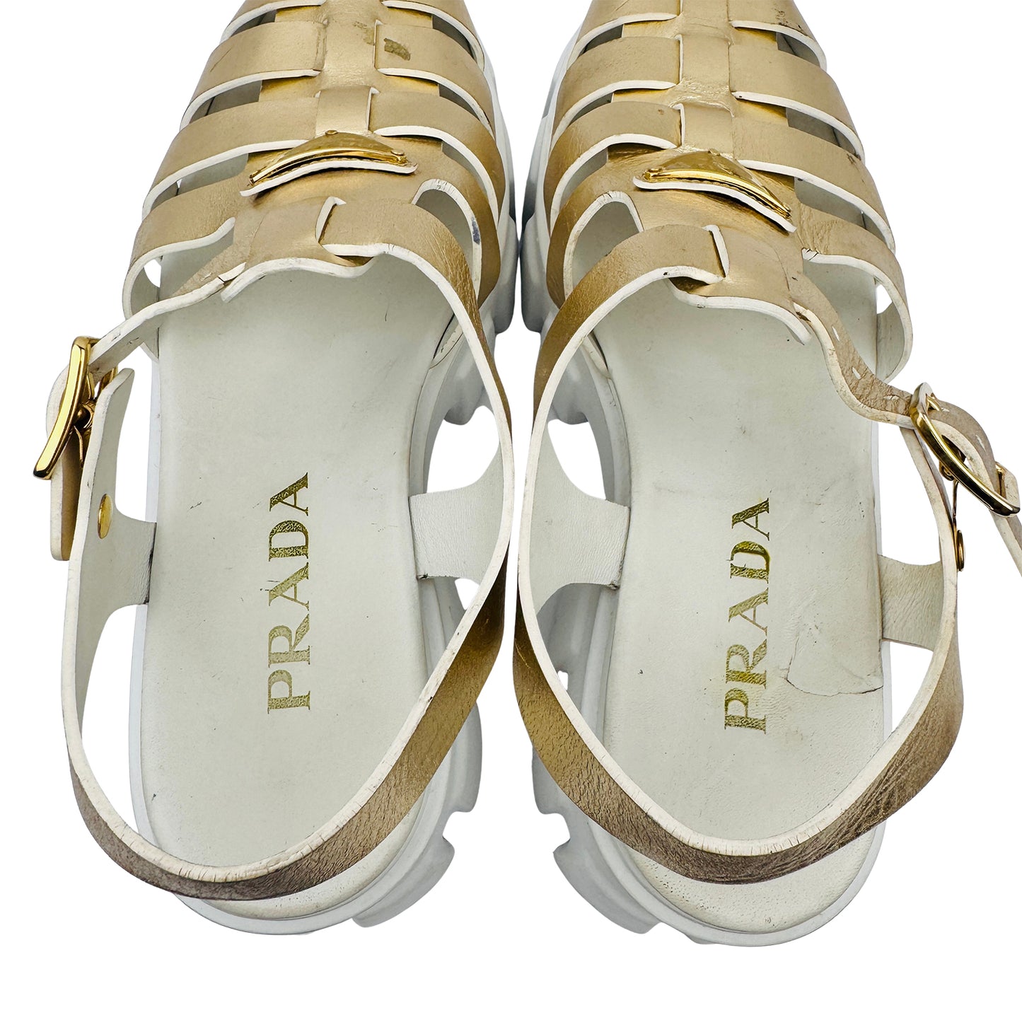 Prada Women's Sandali Metallic Fisherman Sandals (Size 40)