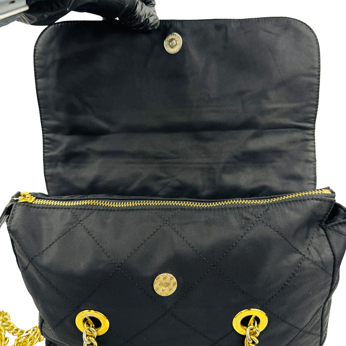 Prada Tessuto Impuntu Quilted Flap Chain Shoulder Bag