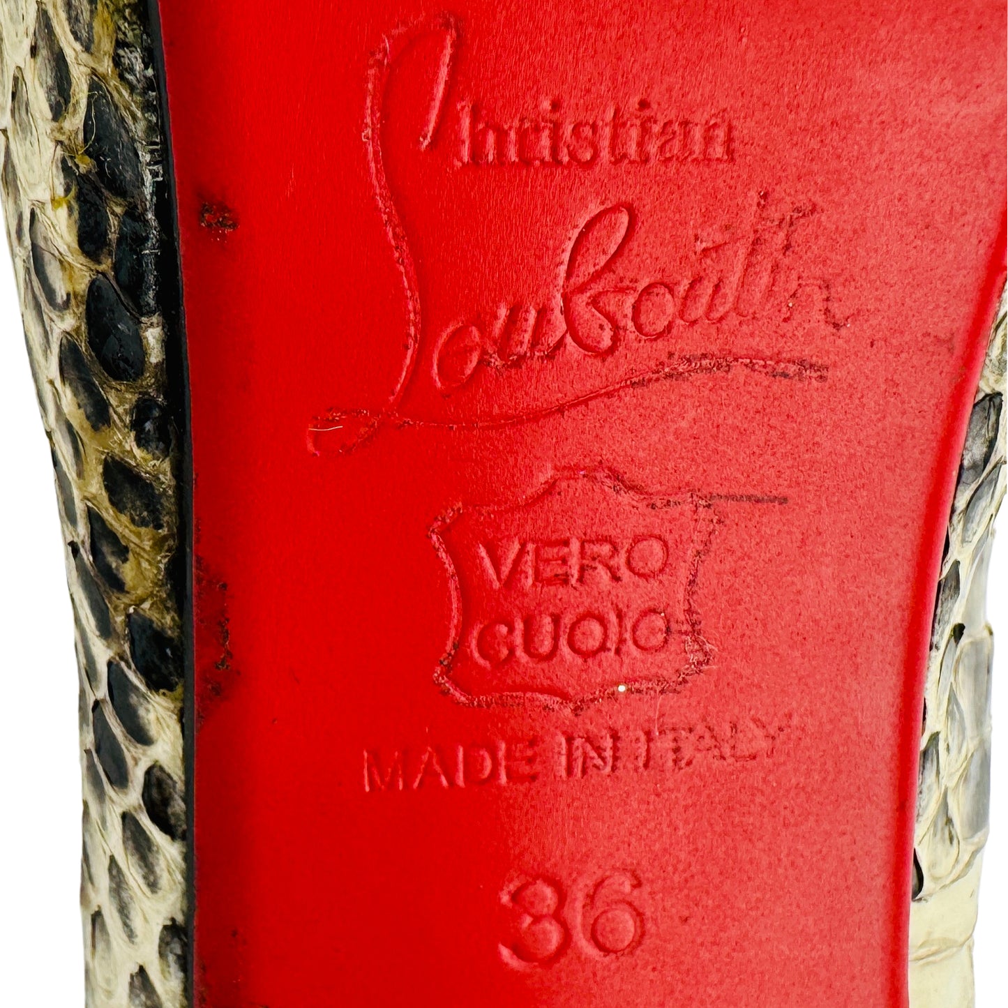 Christian Louboutin Python Leather Heel Pumps (Size 36)