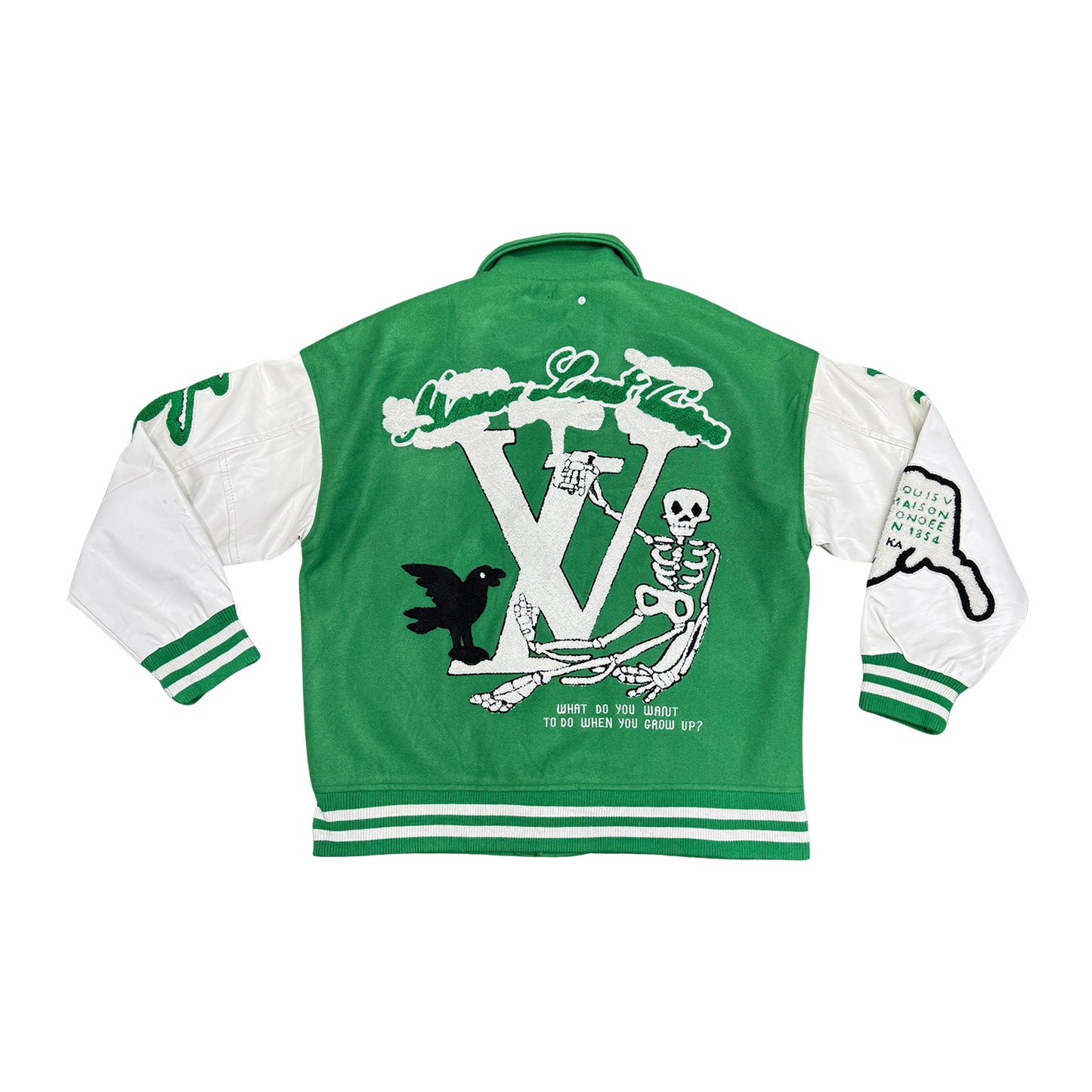 Louis Vuitton Men's Green Varsity Jacket (Size Medium)