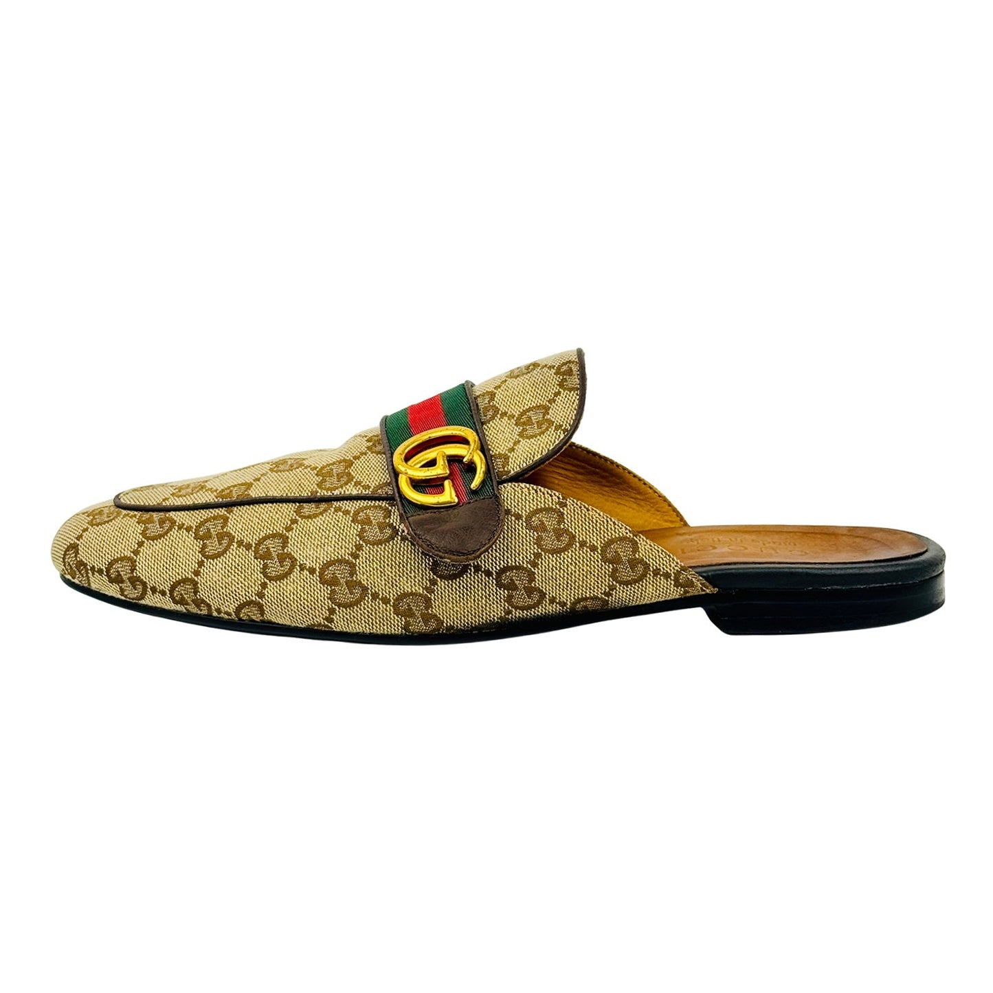 Gucci Princetown Beige GG Canvas Mules (Size 42)