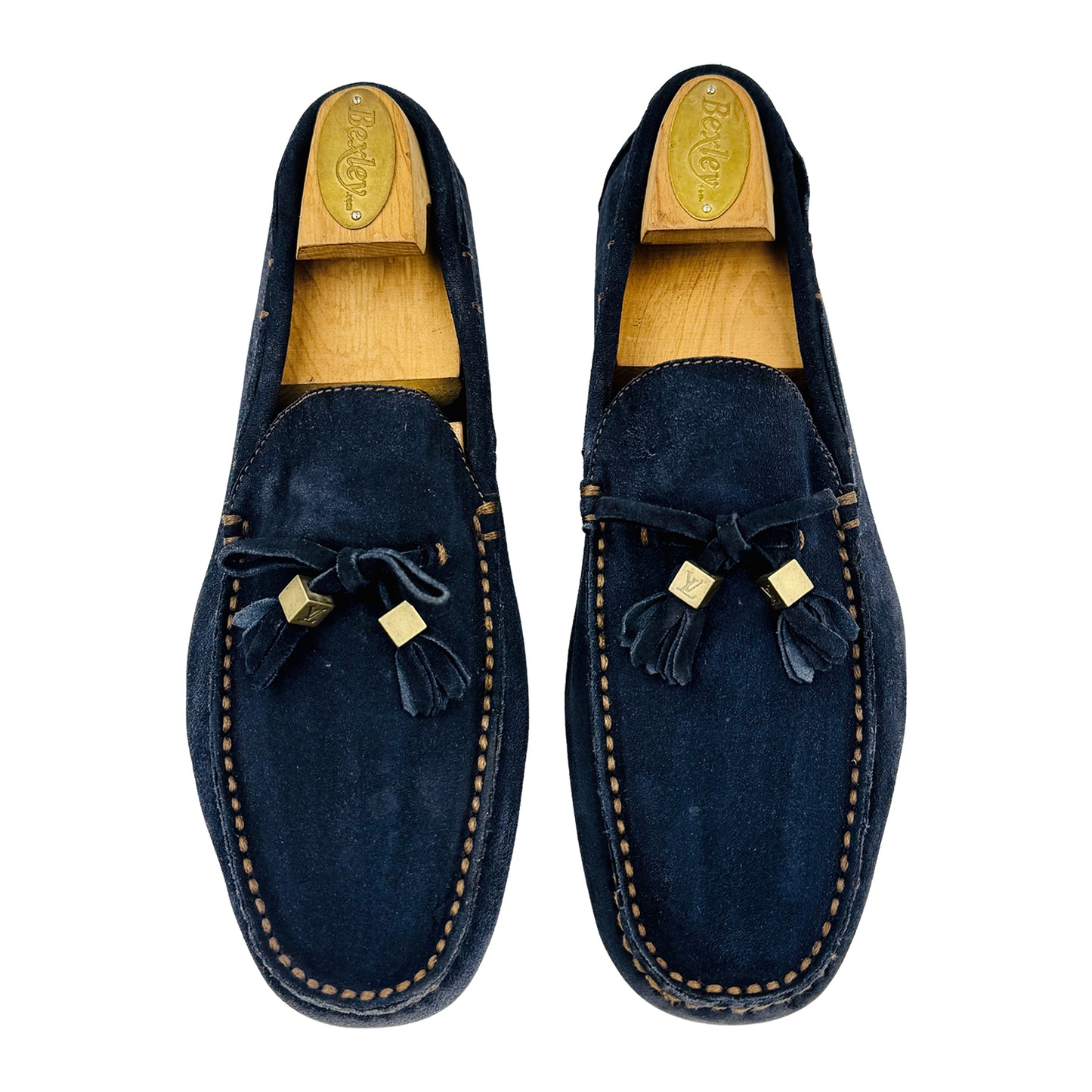 Louis Vuitton Men's Dark Navy Suede Tassel Loafers (Size 41)