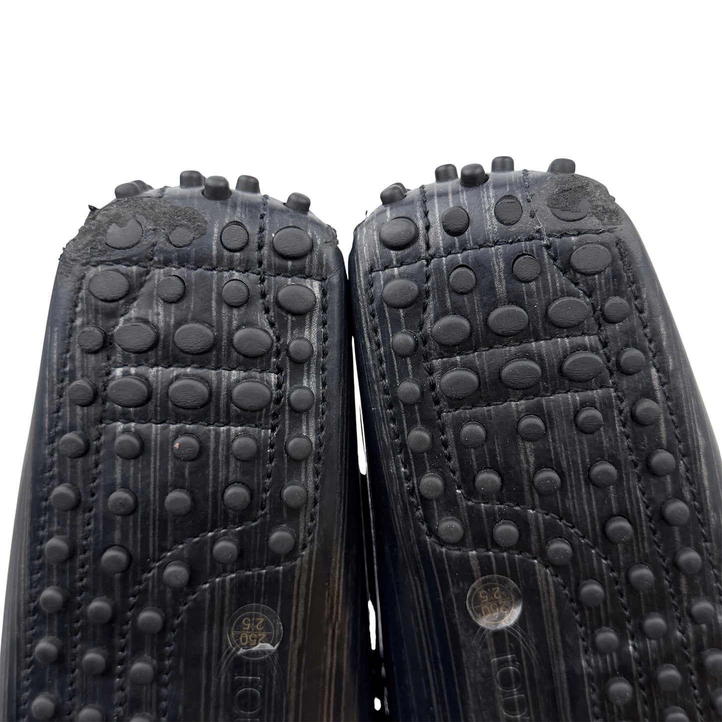 Tod’s Textured 'Black Grey' Patent Leather Loafers (Size 41)