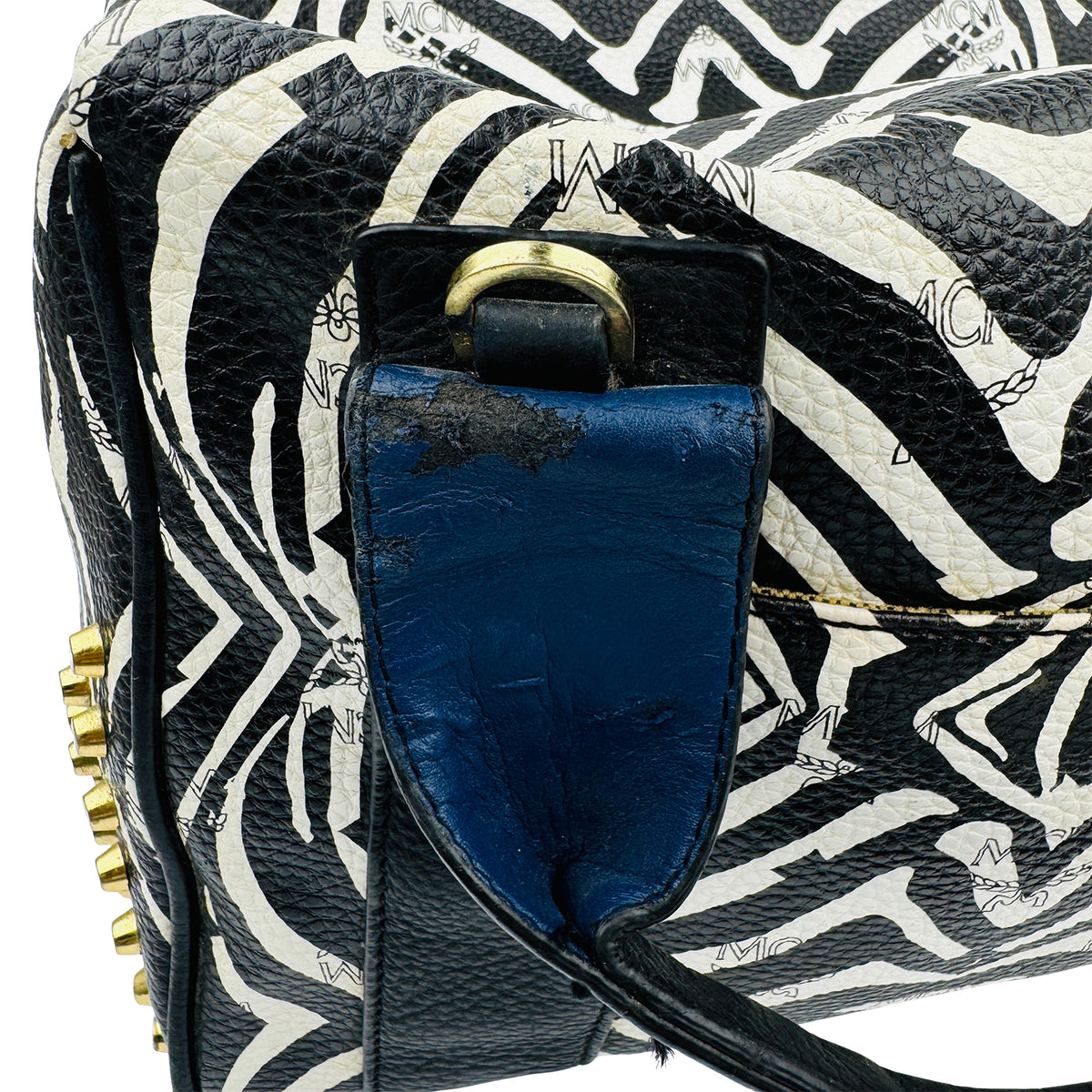 MCM Zebra Keana 'Black White' Boston Bag
