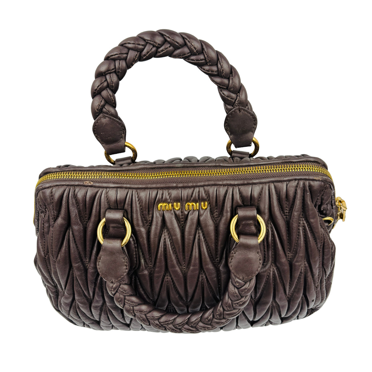 Miu Miu Matelassé Leather Zip Satchel Bag
