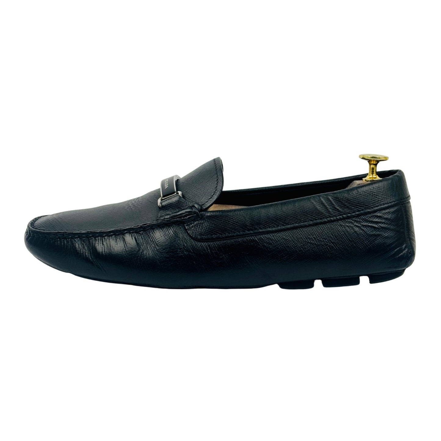 Prada Saffiano Black Leather Loafers (Size 42.5) - 2DD159