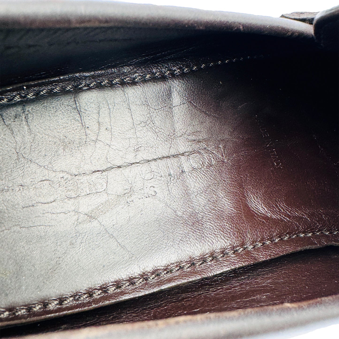 Inside Sole Brand printing image of Louis Vuitton Hockenheim Brown Moccasins  (Size 42.5)