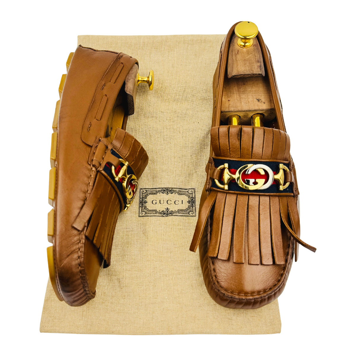 Gucci Interlocking G 'Fringe' Leather Loafers (Size 41/41.5) - 575642