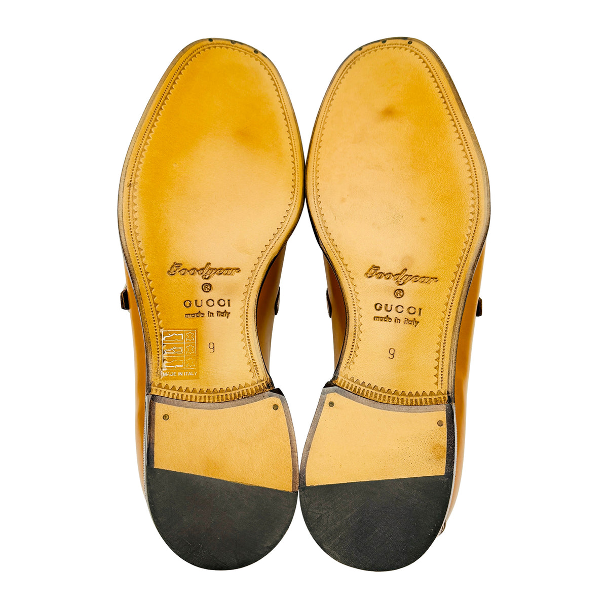 Gucci Cognac Brown Buckle Strap Leather Loafers (Size 43)