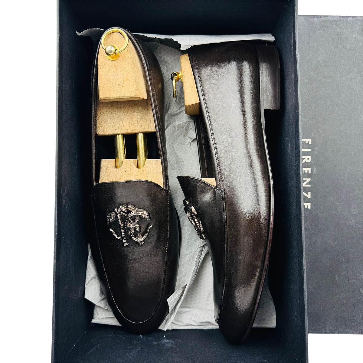 Roberto Cavalli RC Monogram Leather Loafers (Size 46)