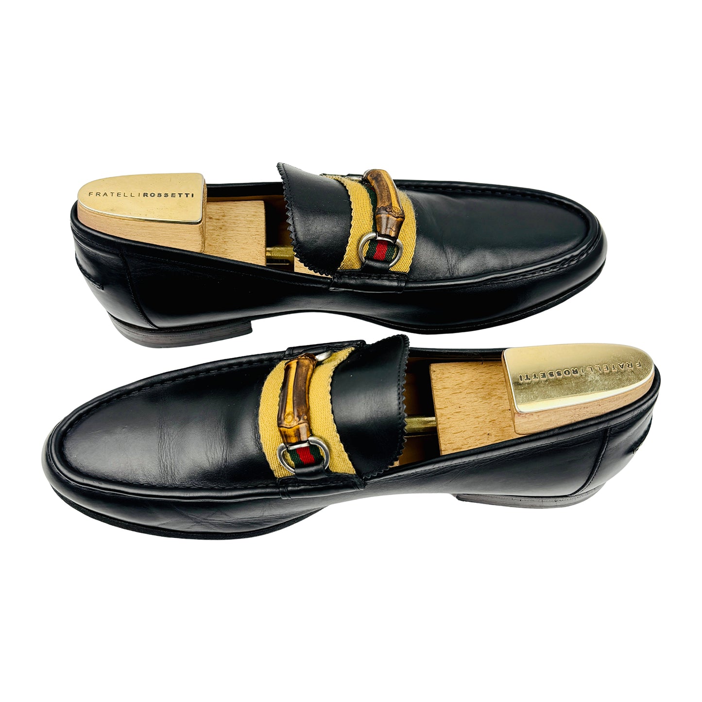 Gucci Men's Bamboo Horsebit Web Loafers (Size 44/44.5)