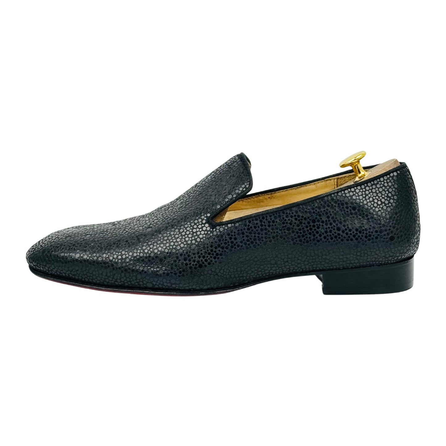 Christian Louboutin Men's Black Textured Leather Loafers (Size 43)